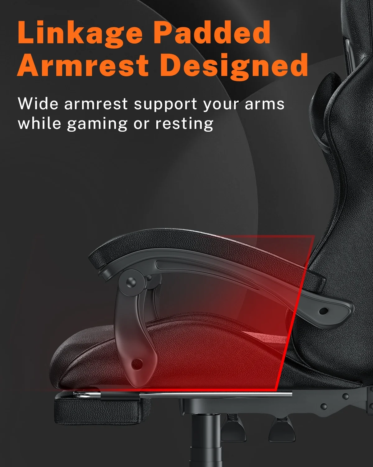 Bigzzia Gaming Chair with Footrest, Gaming Chair for Adult with Headrest and Lumbar Support,Red - Image 35