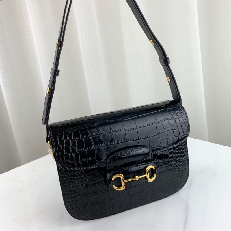 Replica Gucci 1955 Horsebit Crocodile Shoulder Bag 6022041:1High-quality replica
