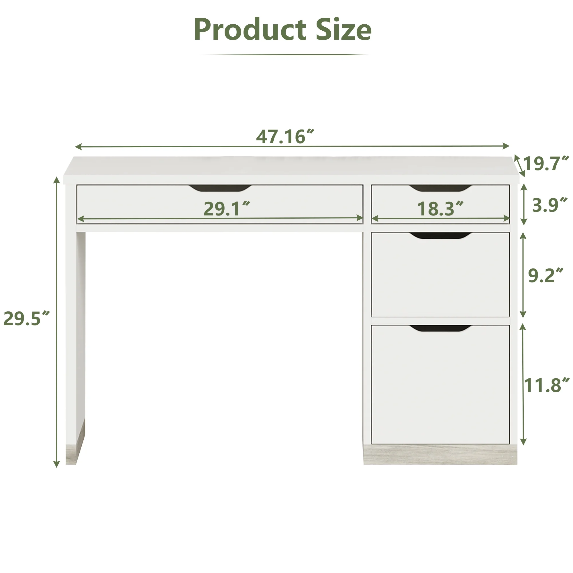 DreamCurship White Desk with Drawers, Modern Computer Desk with File Drawers, Home Office Study Writing Desk with Storage, White - Image 7