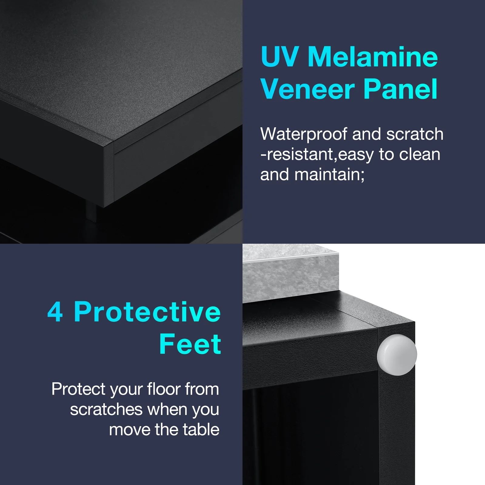 Hommpa LED Nightstand Wireless Charging Station USB Type C Outlets Bedside Table 3 Drawers Black Night Table Modern Smart Nightstand High Gloss End Side Table for Bedroom Furniture 26.8" Tall - Image 32