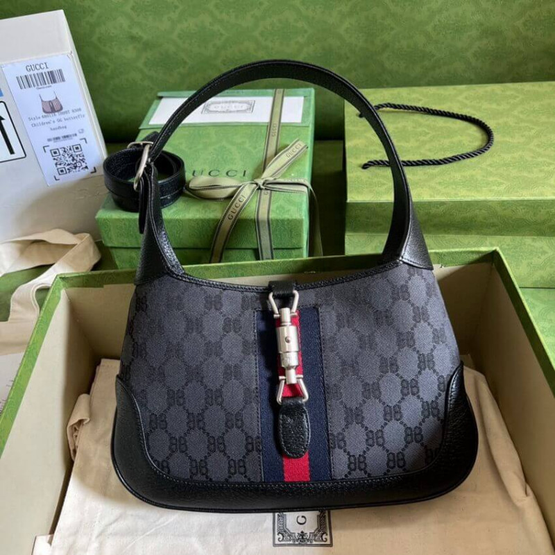 Replica Gucci X Balenciaga Jackie 1961 Small Hobo Bag 680118 Black1:1High-quality replica