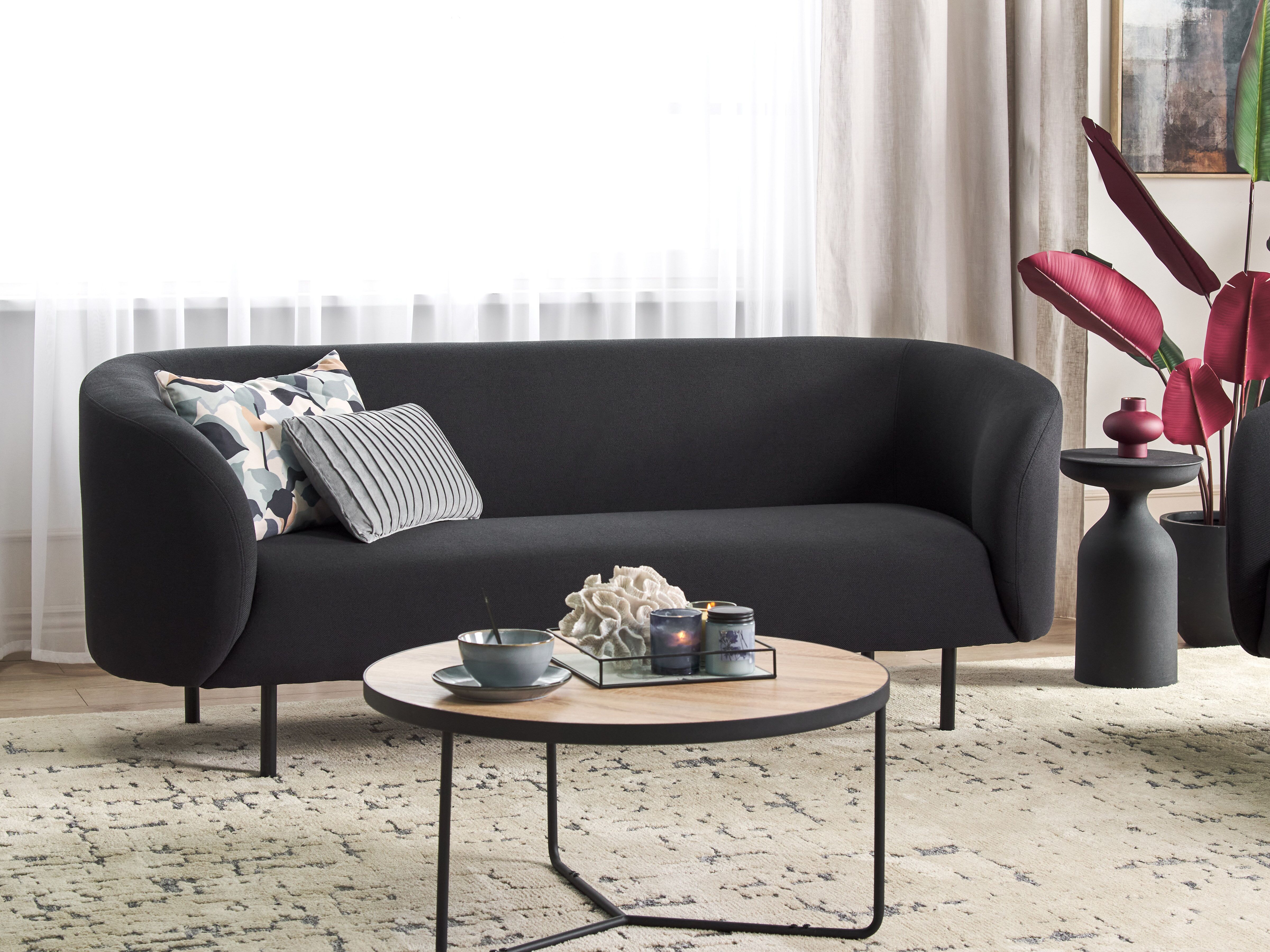 Sofa 3 Seater LOEN Fabric Black