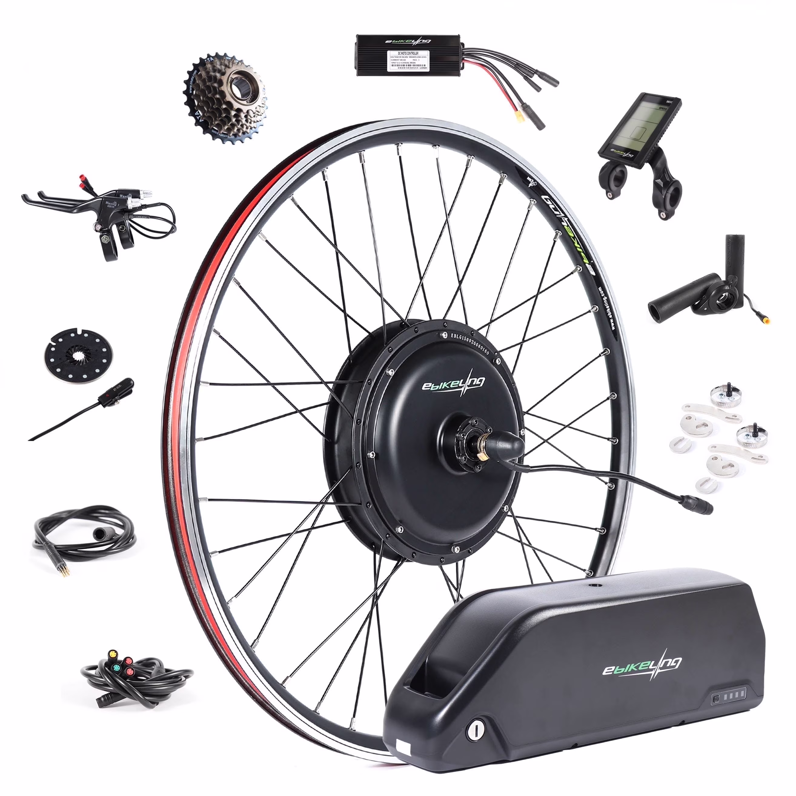 Ebikeling 48V 1500W 52V 19.2AH Rear - Rack Ebike Conversion Kit with Battery 700C Rear Electric Bike Conversion Kit