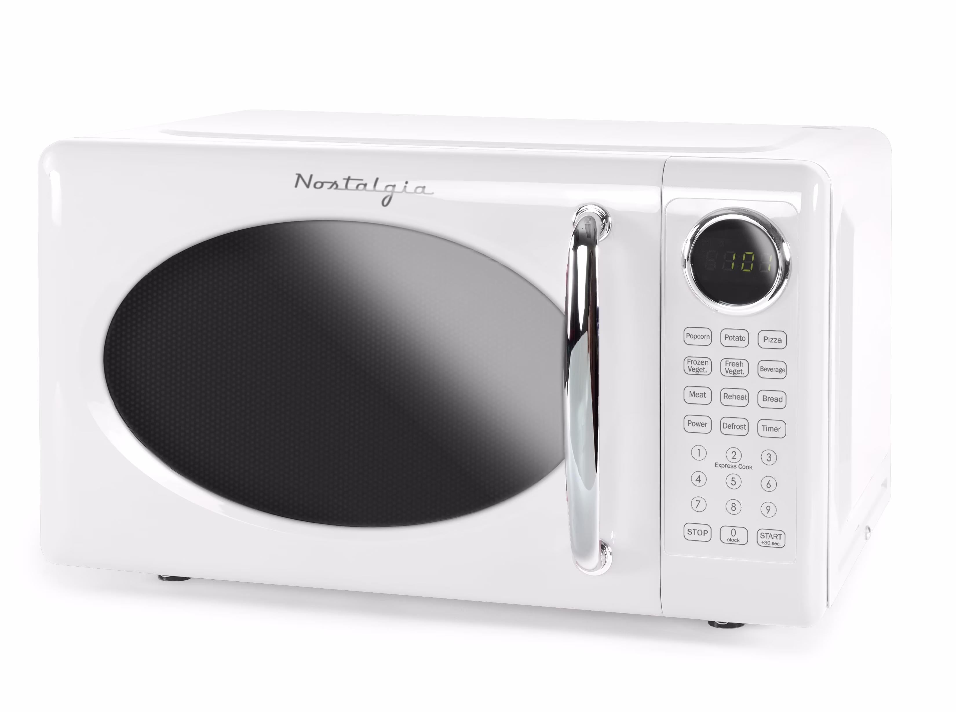 Nostalgia Retro Microwave Oven - 0.7 Cu Ft & 700-Watt Countertop Microwave with Glass Turntable, Child Safety Lock, 8 Auto-Cook Programs & Digital Clock - Aqua - Image 3