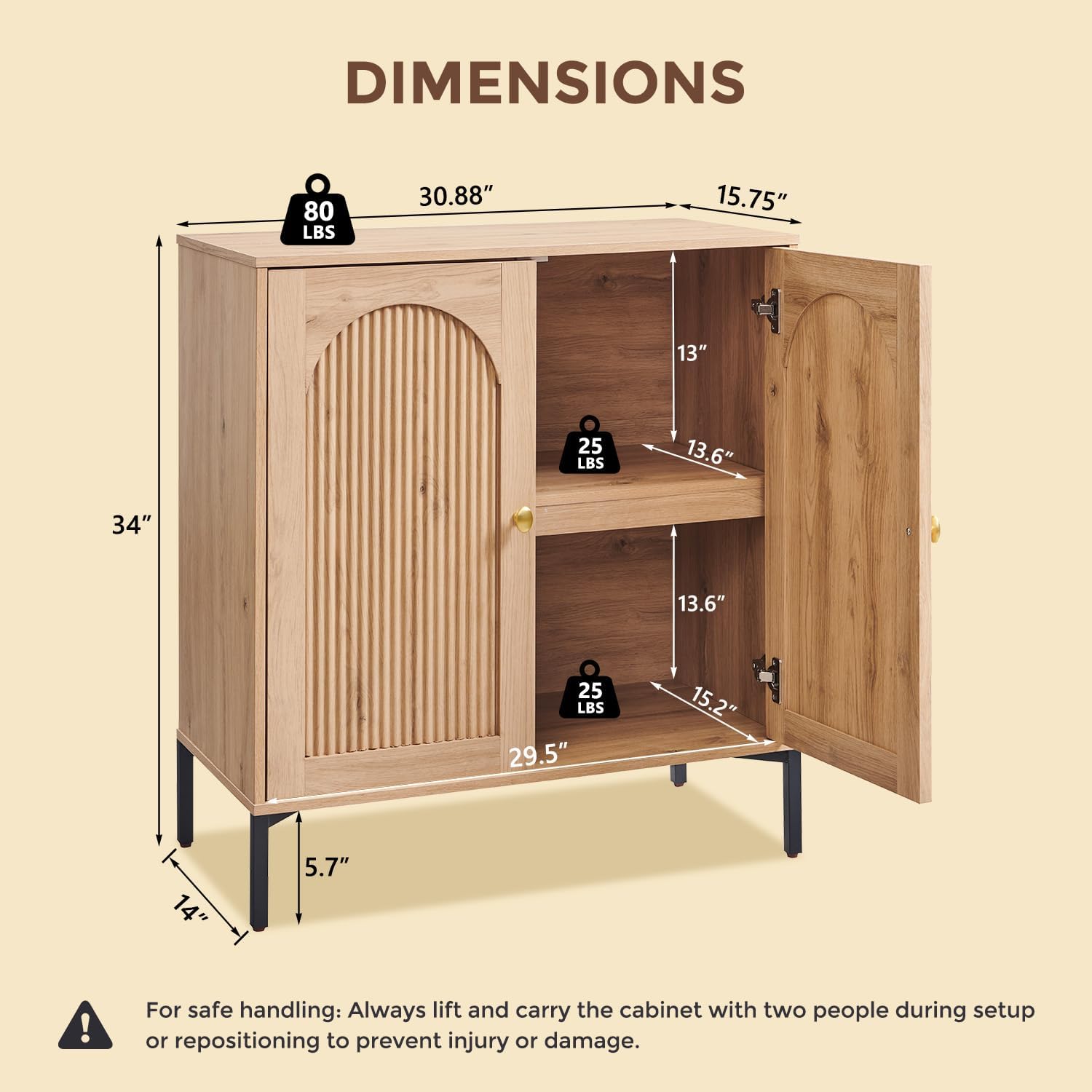 Modern Buffet Cabinet with Storage, 92.63