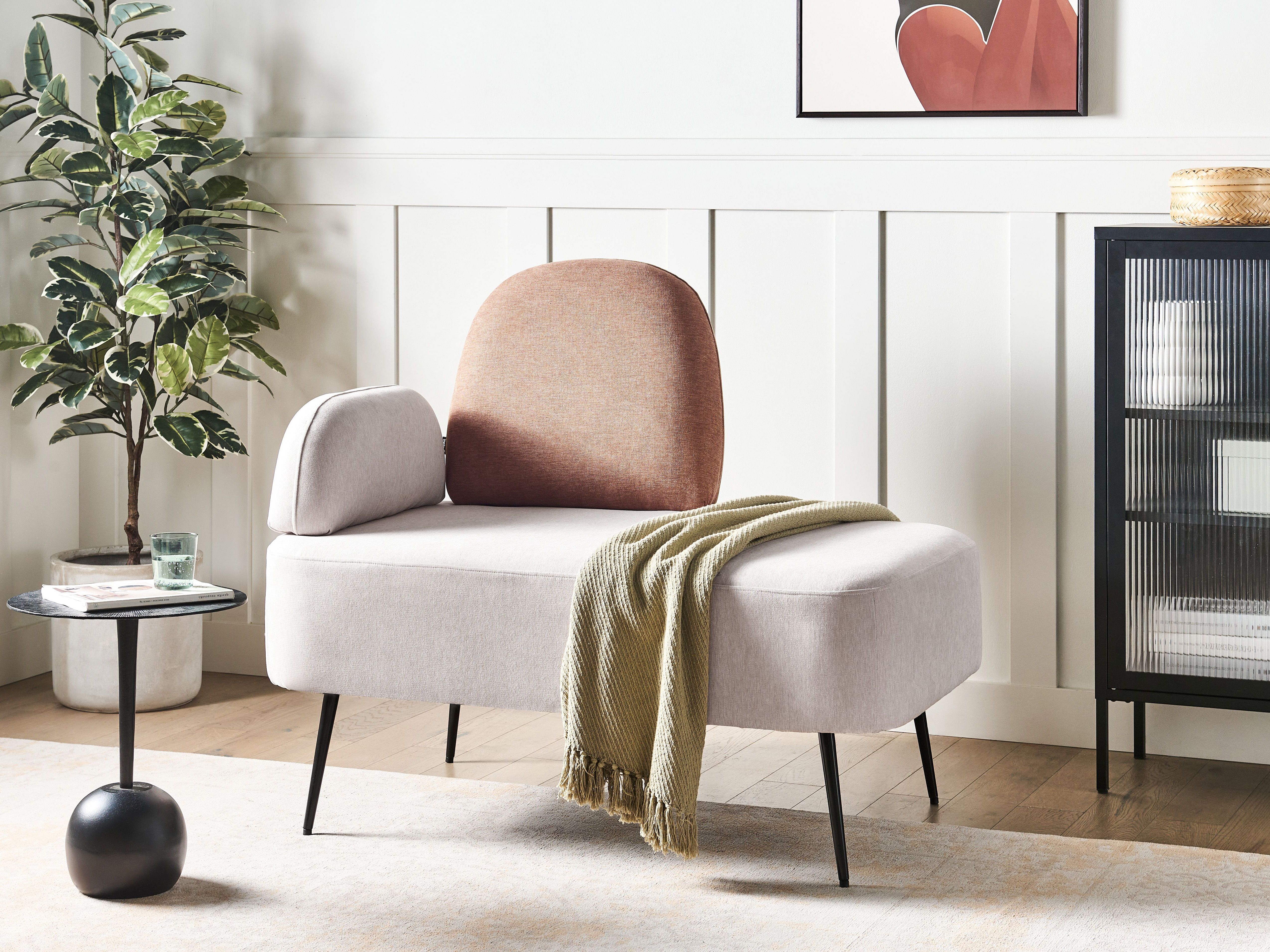 Left-Hand Chaise Lounge ARCEY Fabric Brown