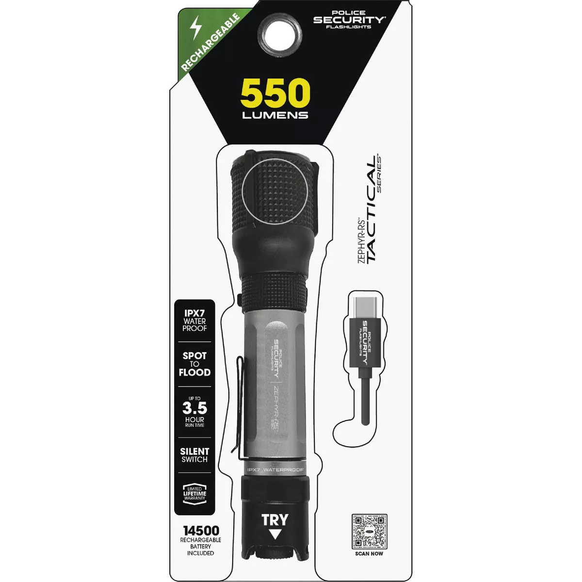 Police Security Zephyr-RS 550 Lm. LED Flashlight