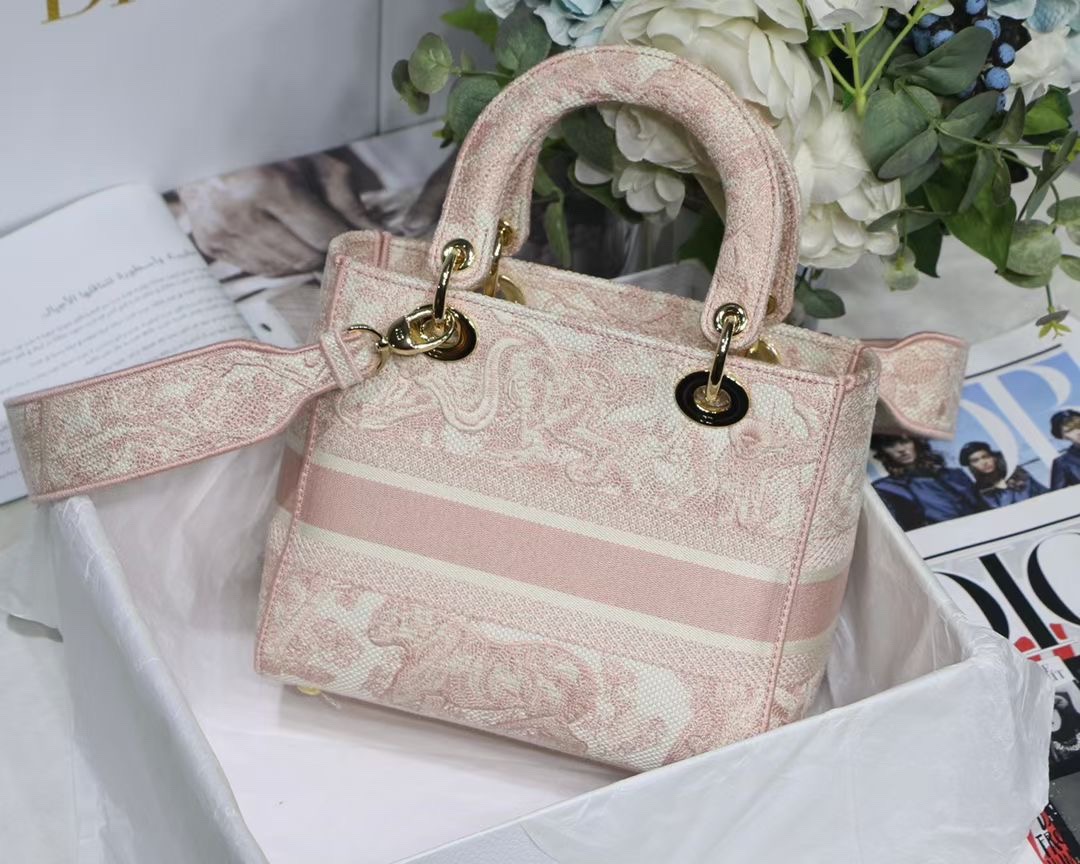 Christian Dior Medium Lady D-Lite Bag Pink, For Women, Women’s Handbags 24cm/9.5in CD M0565OTDT_M9121:1High-quality replica