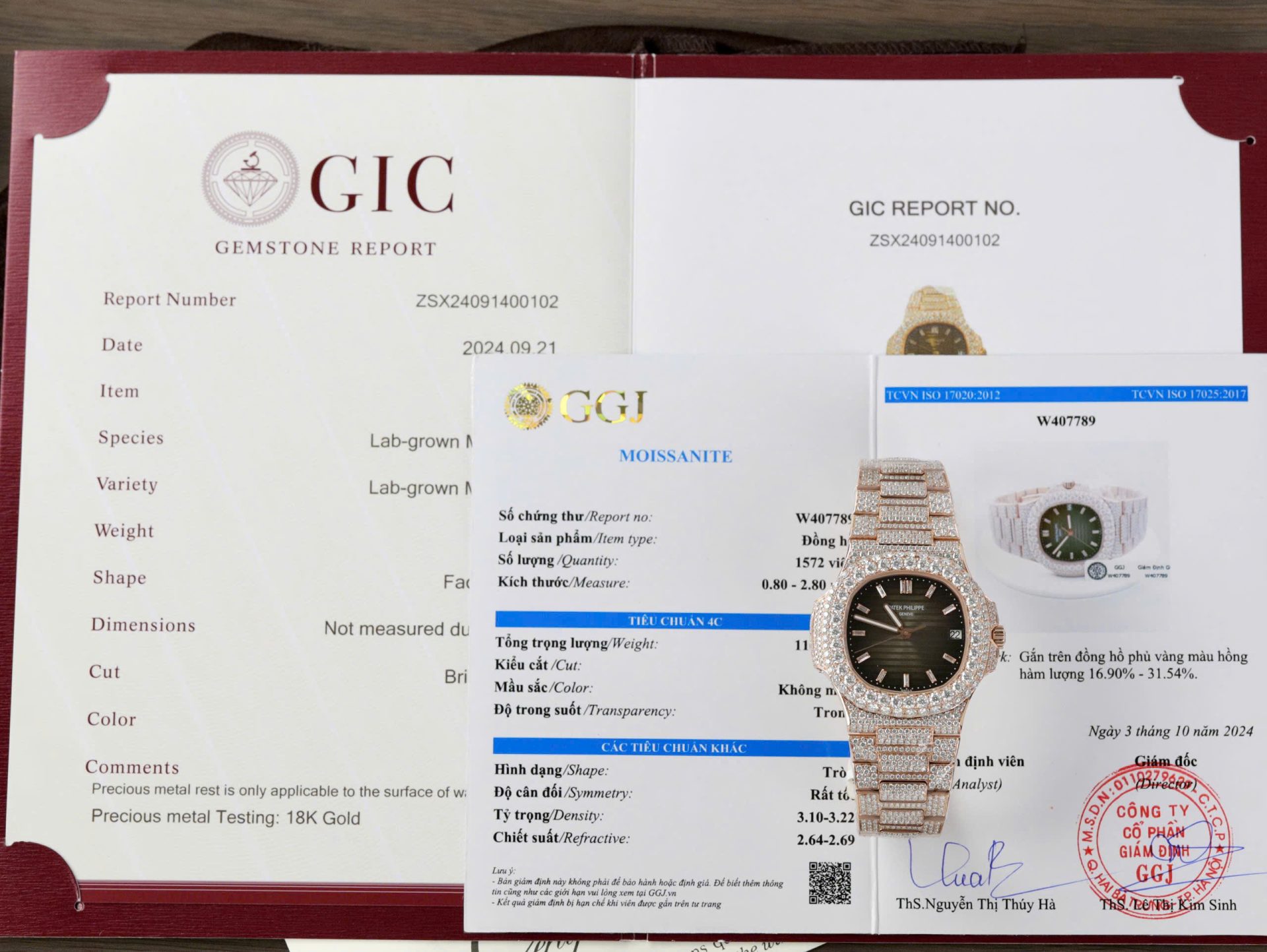 Patek Philippe Nautilus 5711 Replica Watch Gold Wrapped + Moissanite Diamonds Hong Kong Custom 40mm - Elite Watch Atelier