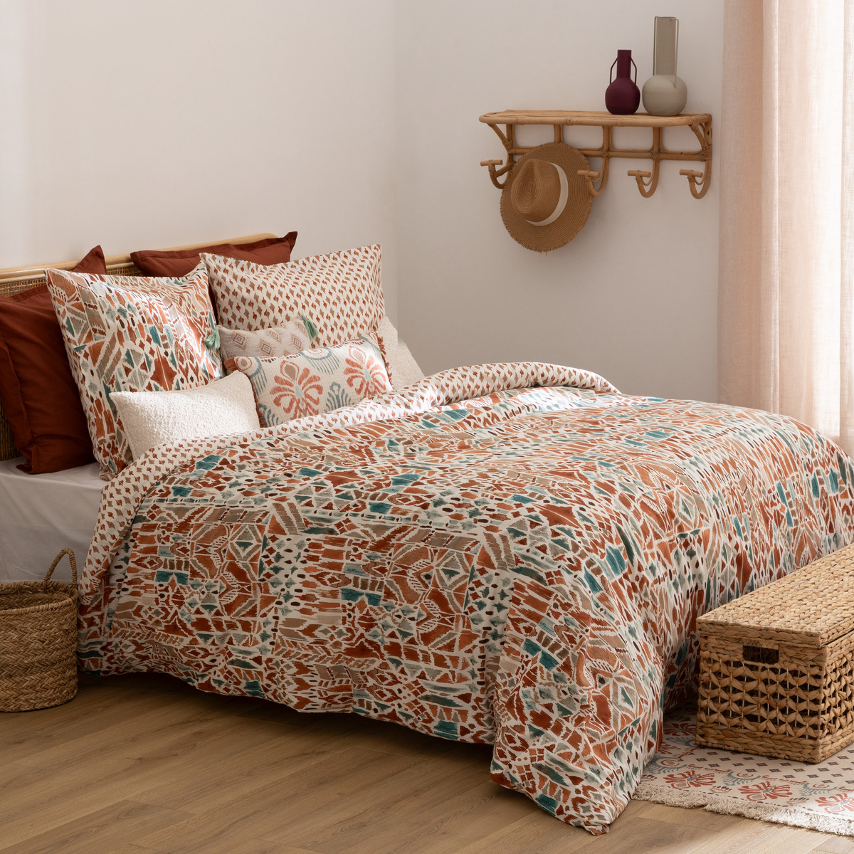 Printed bed set "Ikat" Multicolor, 240x220 cm