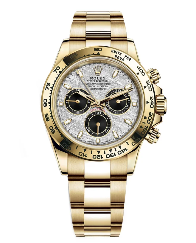 Rolex Daytona Yellow Gold Meteorite   Black Dial 116508(1:1 replica) - Elite Watch Atelier