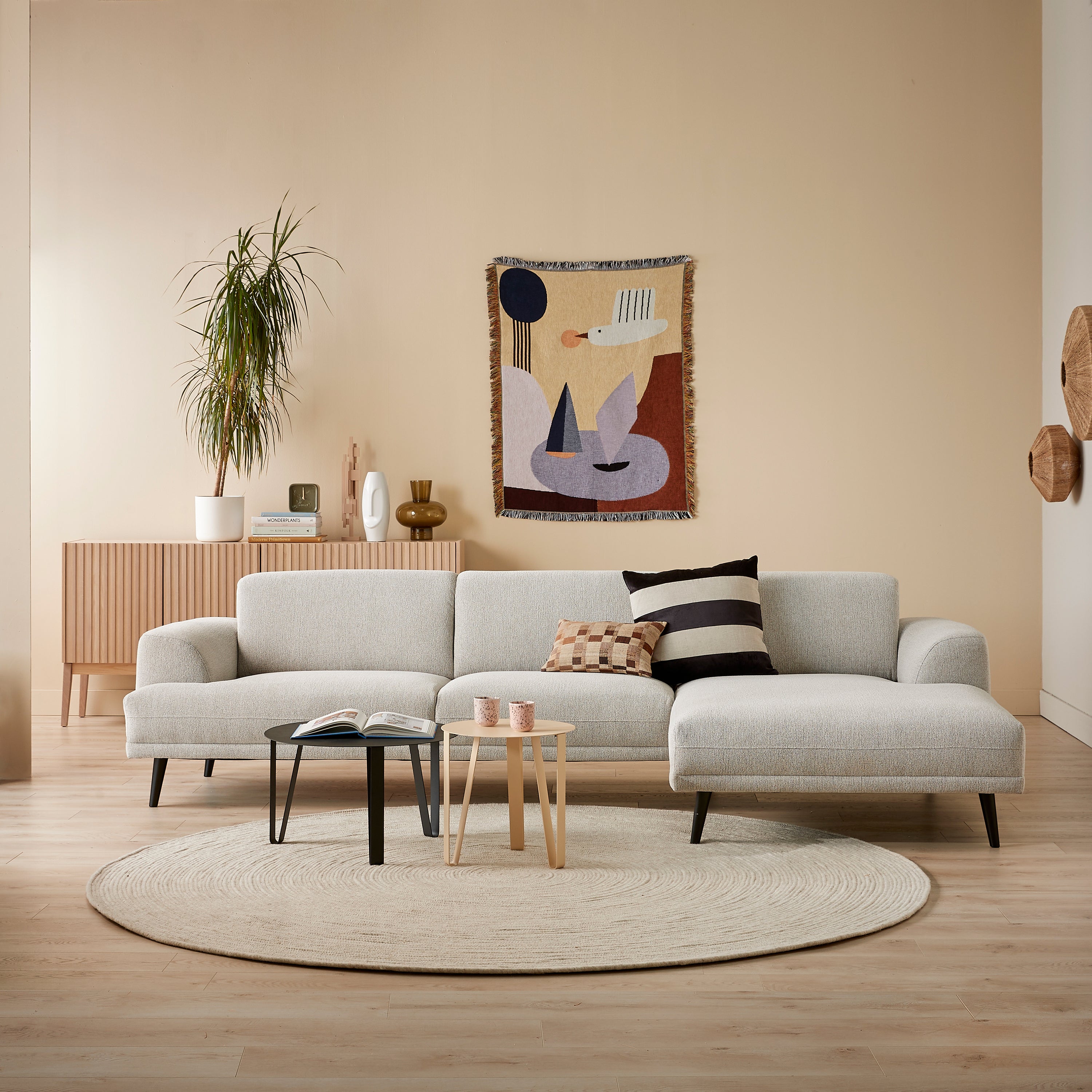 Blokker Flair Hoekbank met Chaise Longue Rechts - Naturel Melange