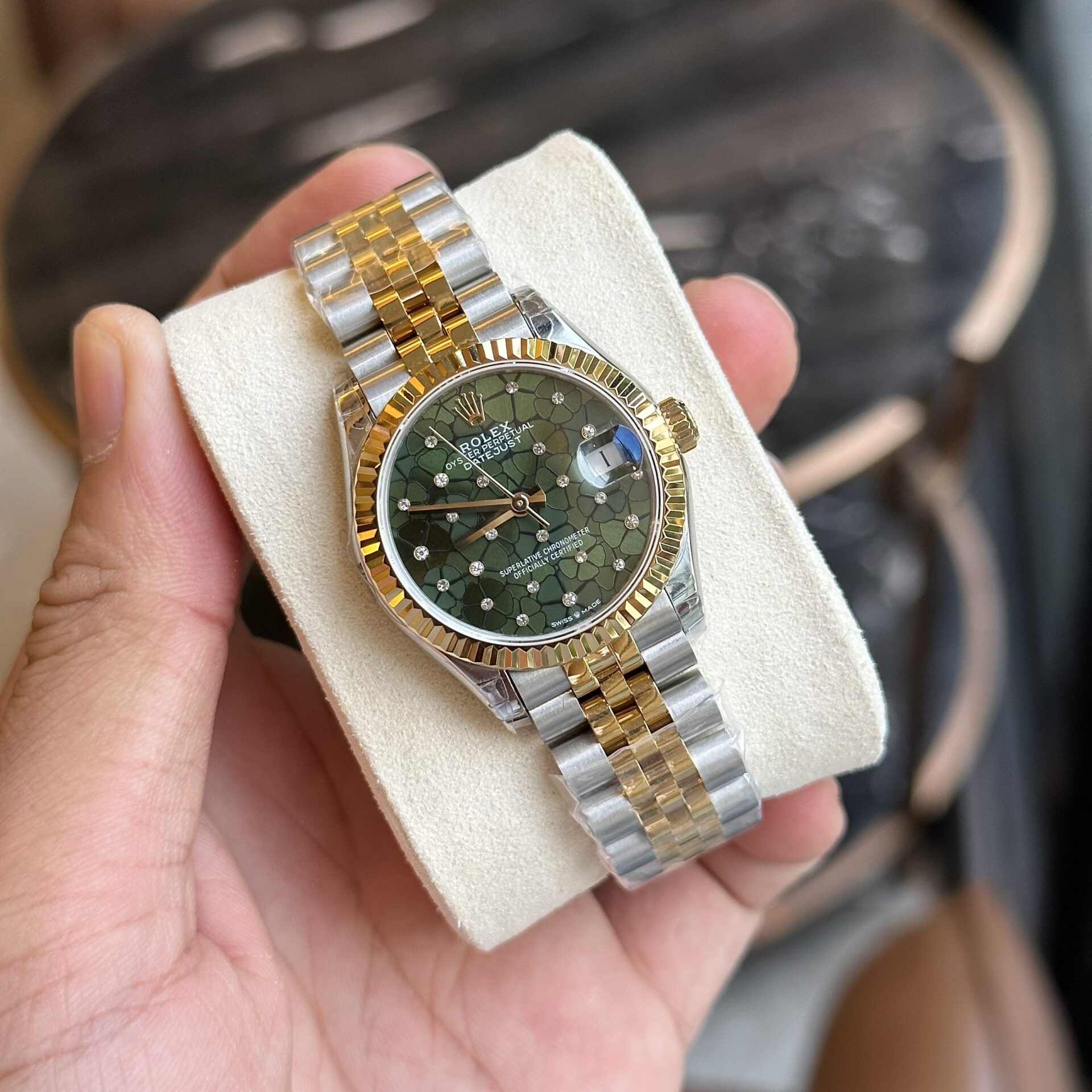 Rolex DateJust Replica Watch Demi Gold Green Leaf Dial 31mm - Top club