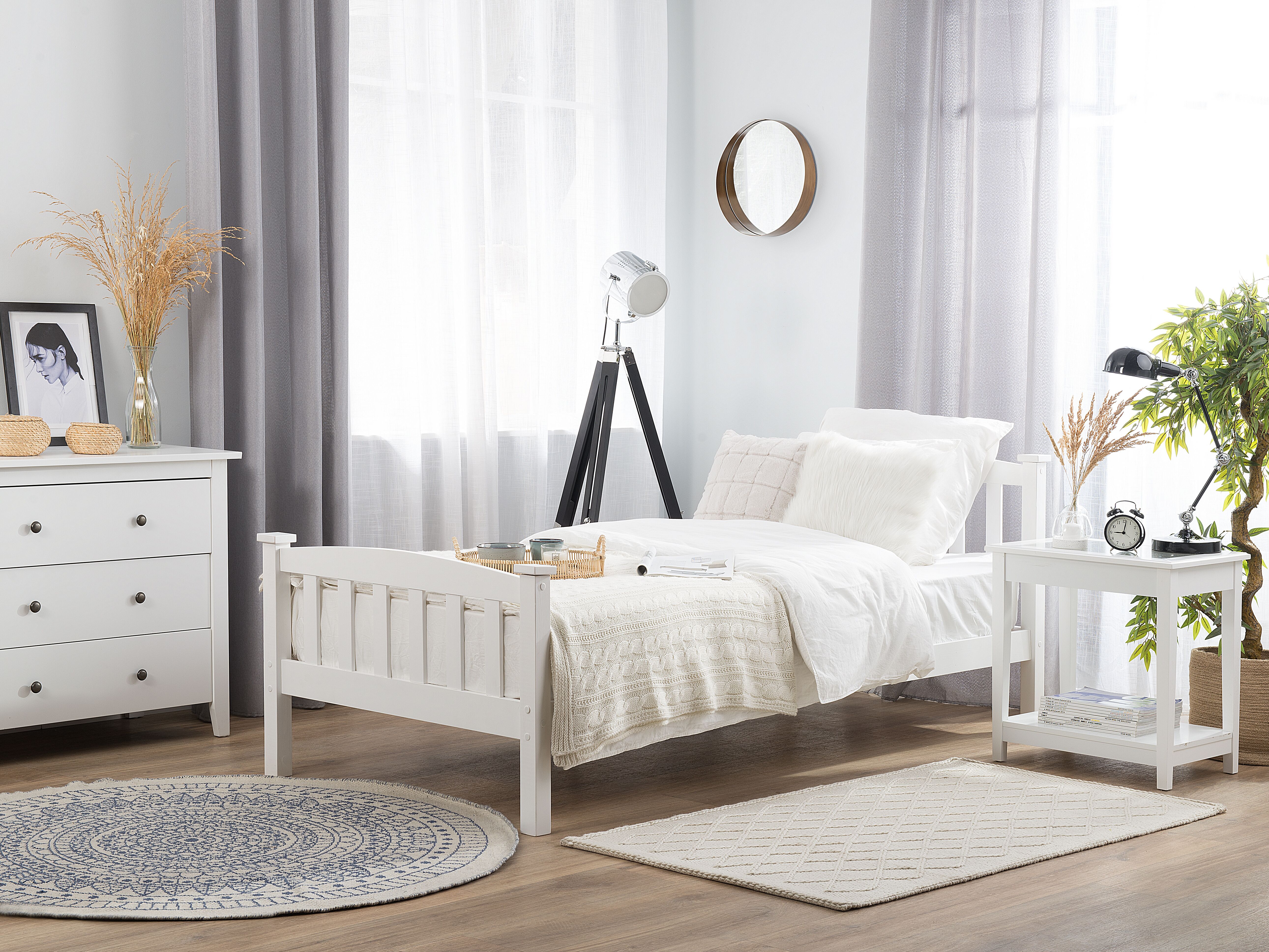 Bed Pine Wood GIVERNY 90 x 200 cm (EU Single) White