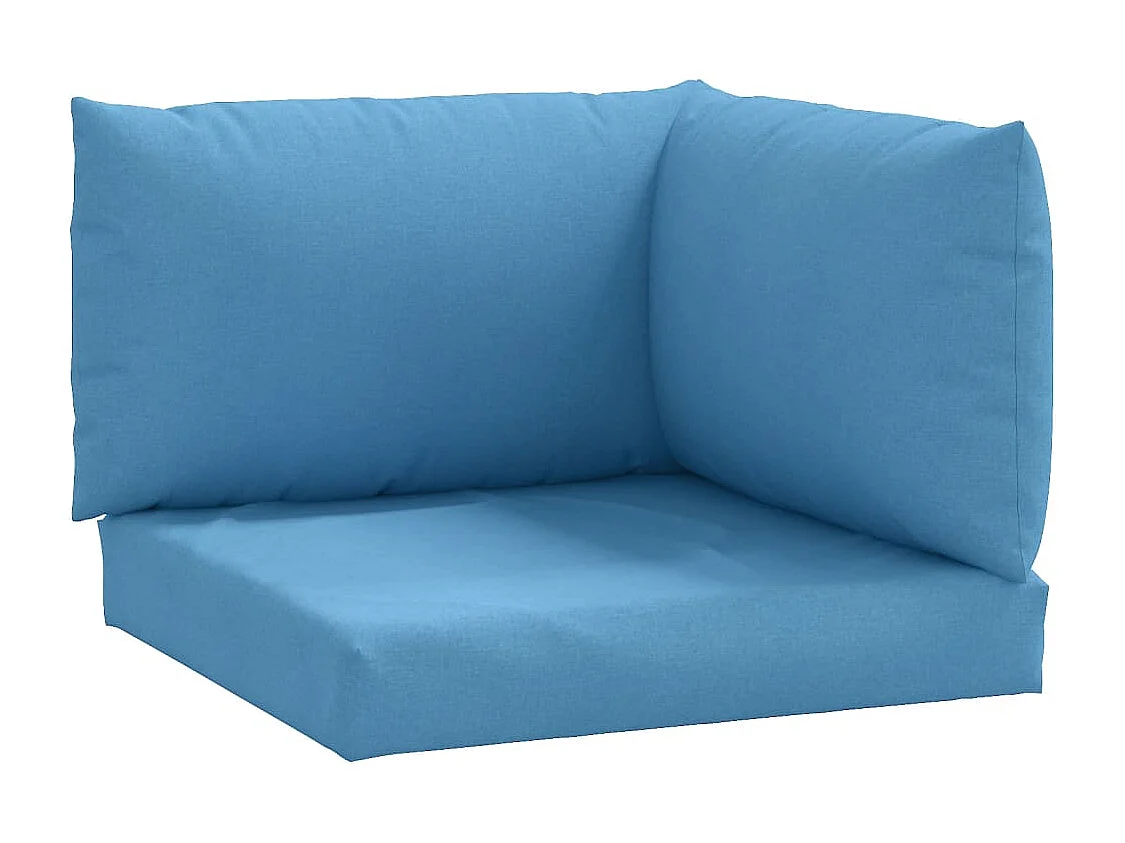 Coussins de palette lot de 3 bleu mélangé tissu
