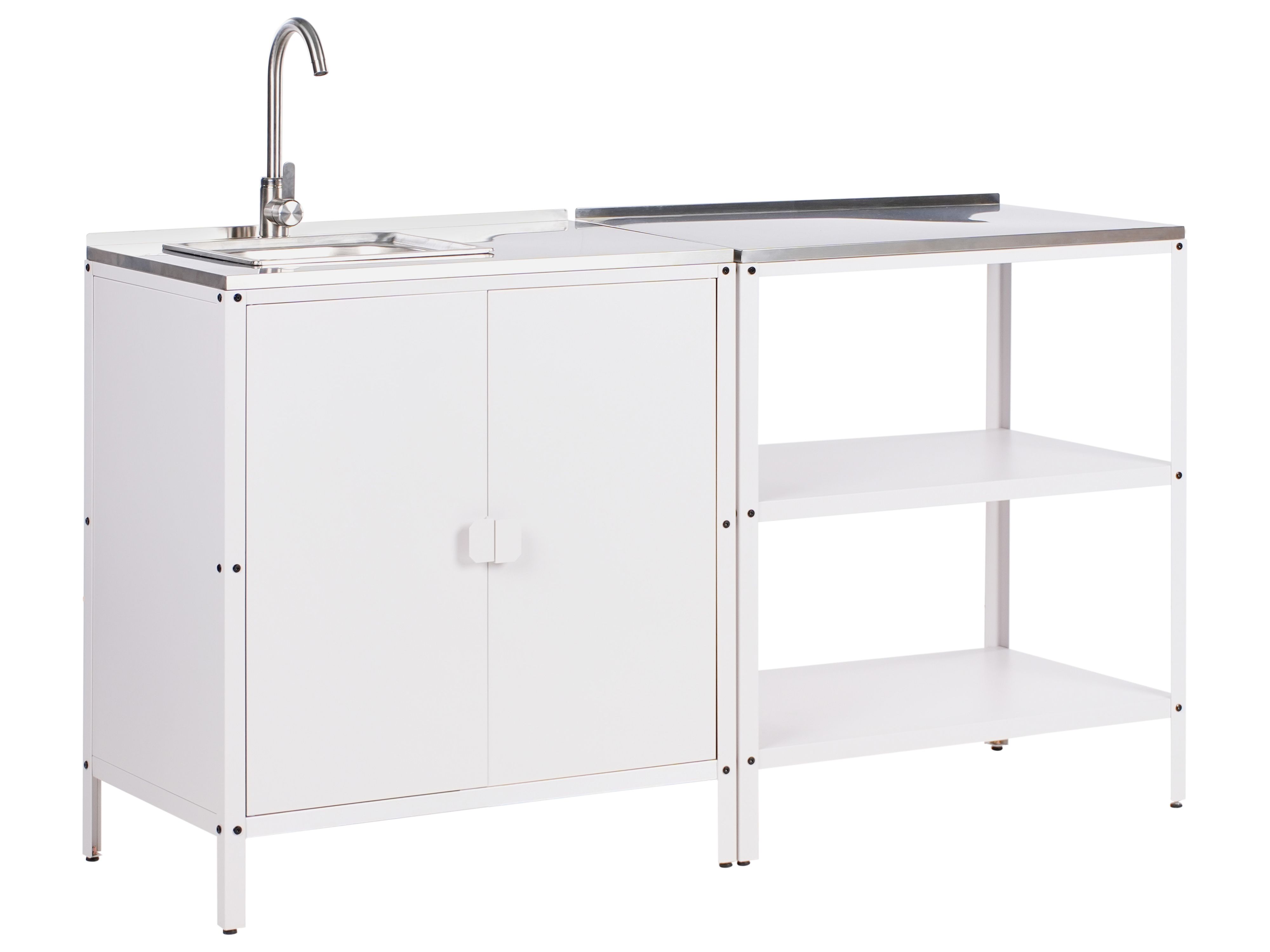 2 Piece Outdoor Kitchen Set with Sink VILAMA Metal White