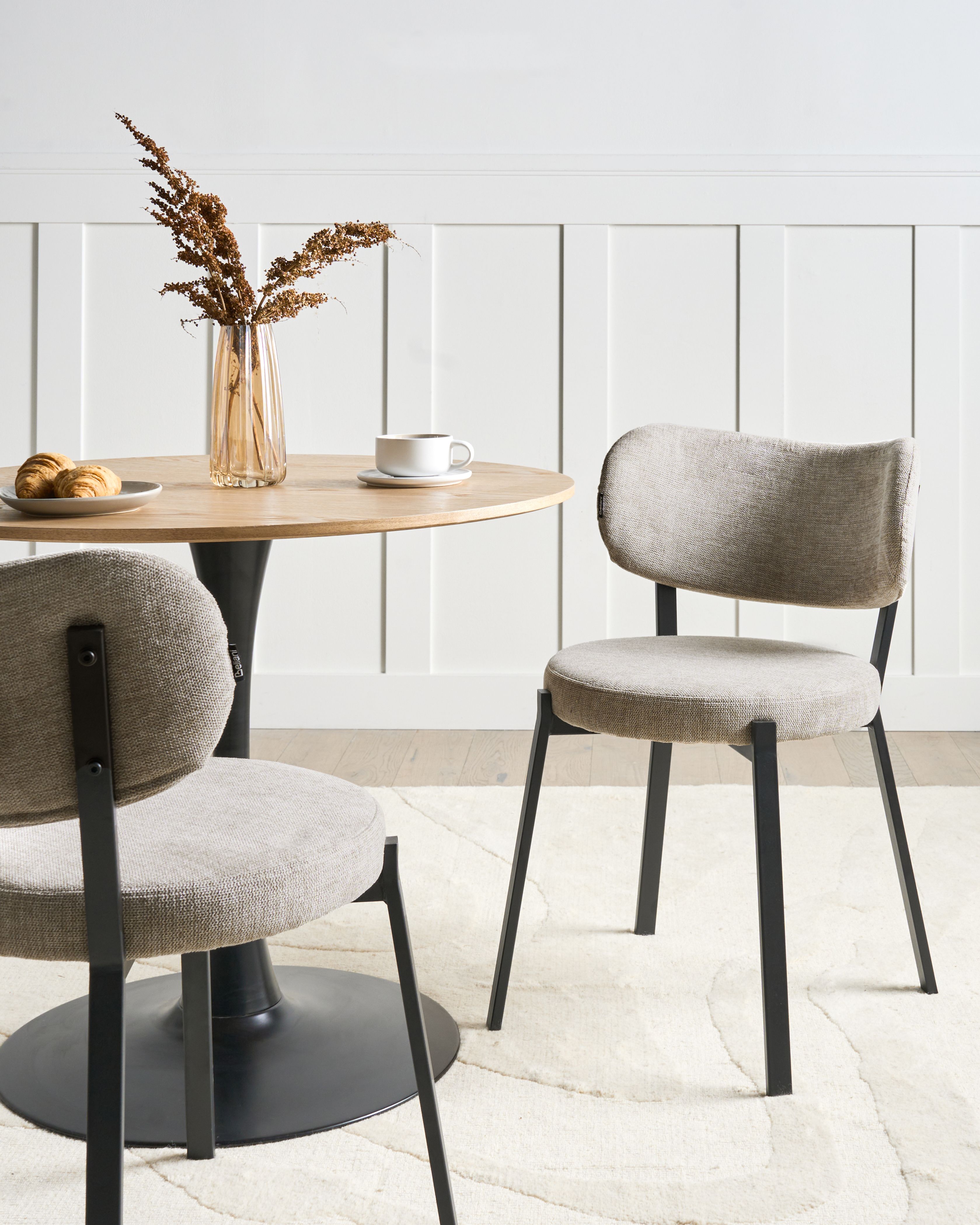 Set of 2 Dining Chairs BRONTE Fabric Beige