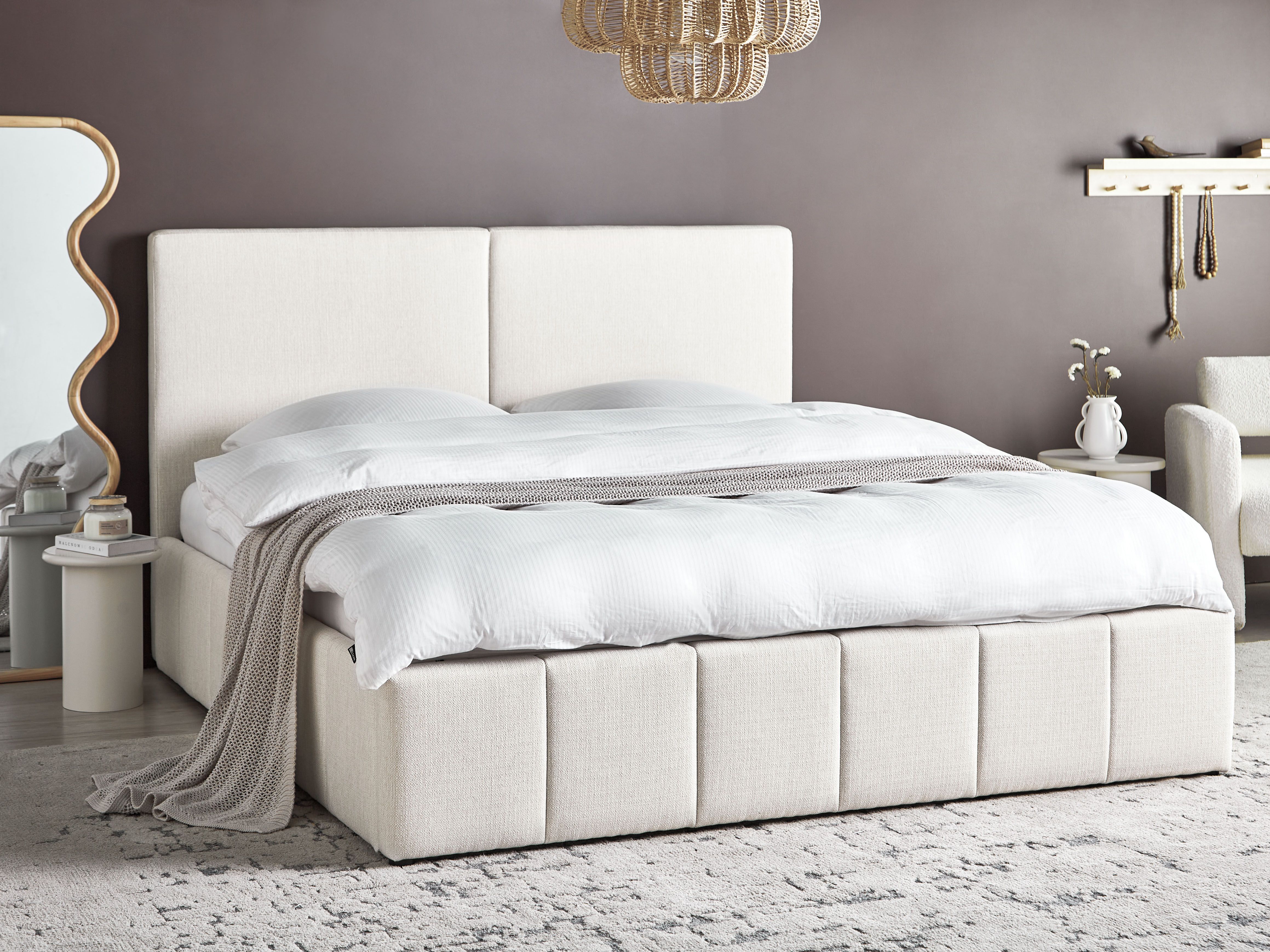 Ottoman Bed Fabric CASTELNAVET 180 x 200 cm (EU Super King) Off-White