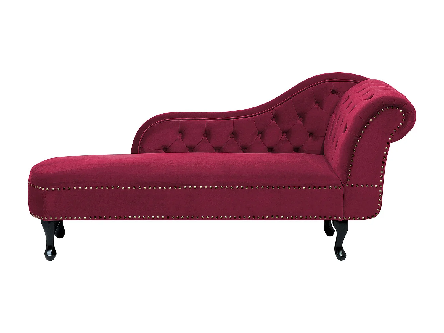 Chaise longue côté droit NIMES Velours Rouge foncé