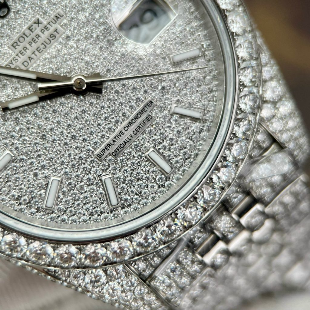 Rolex Replica Watch DateJust Custom Full Diamonds Moissanite 41mm - Top club