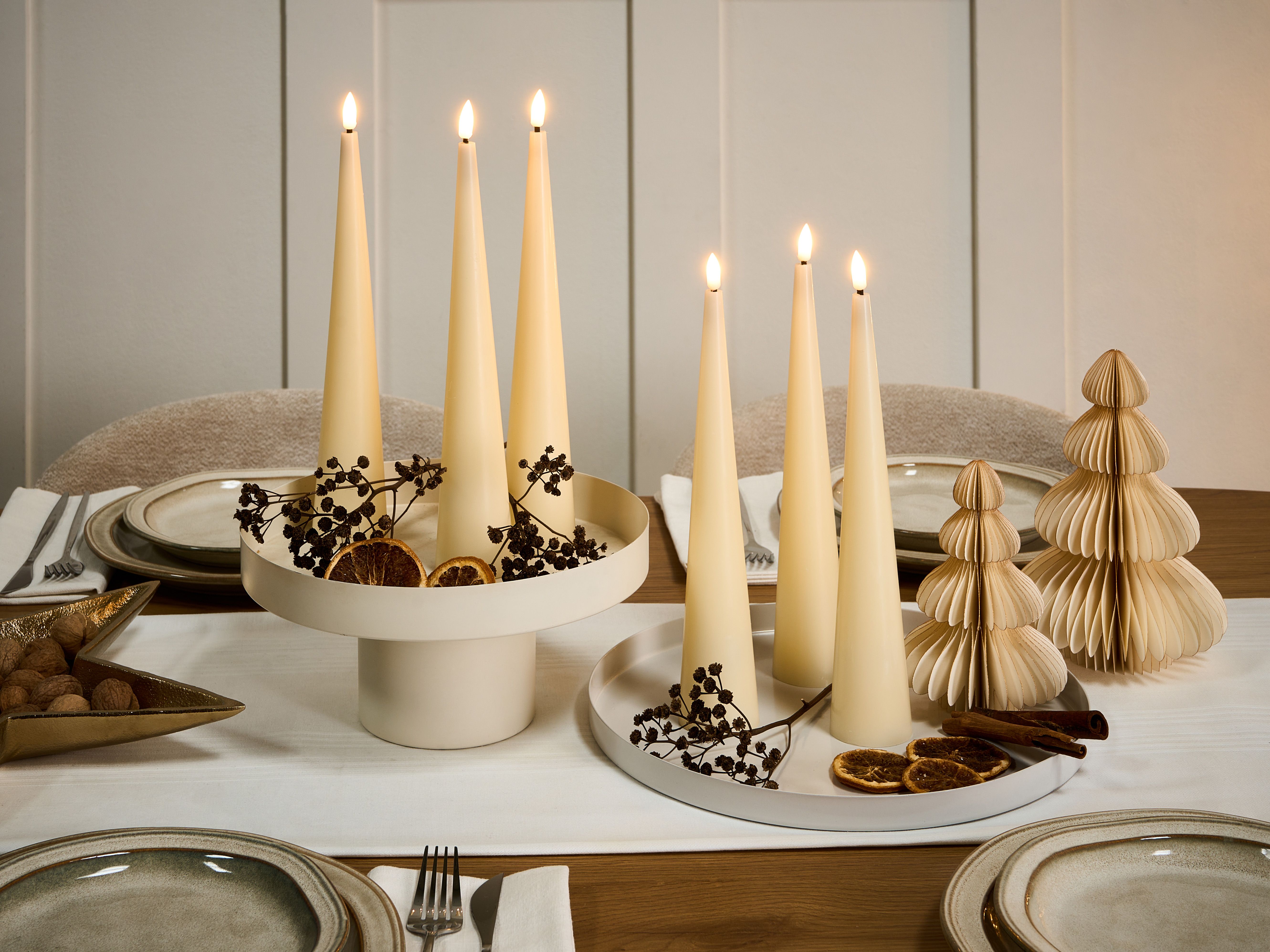 Set of 6 LED Candles AURUM 28 cm Off-White
