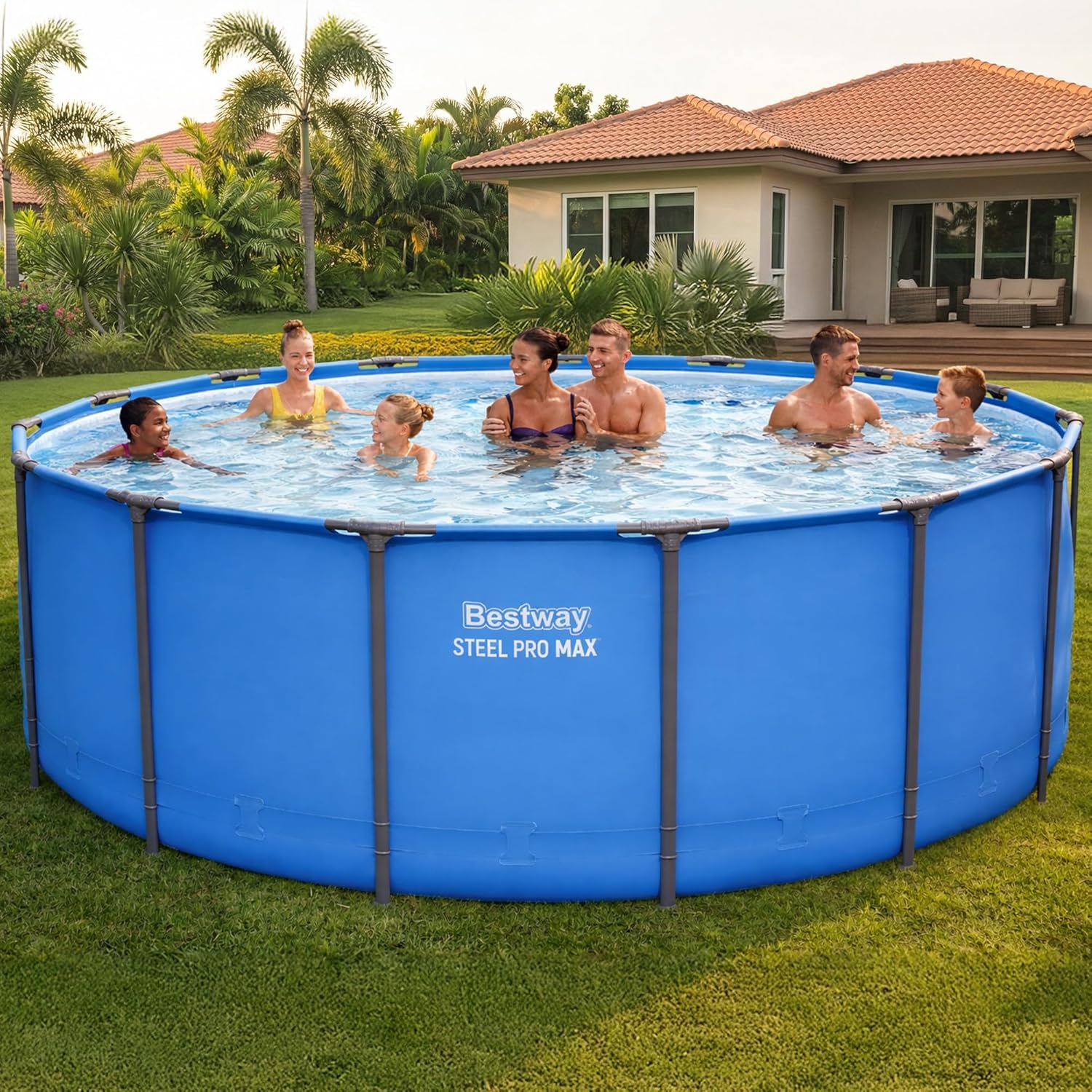 Bestway Steel Pro MAX Round Above Ground Pool, 15 ft x 48 in, Blue - Steel Pro MAX - Image 2 Bestway Steel Pro MAX Round Above Ground Pool, 15 ft x 48 in, Blue - Steel Pro MAX - Image 2