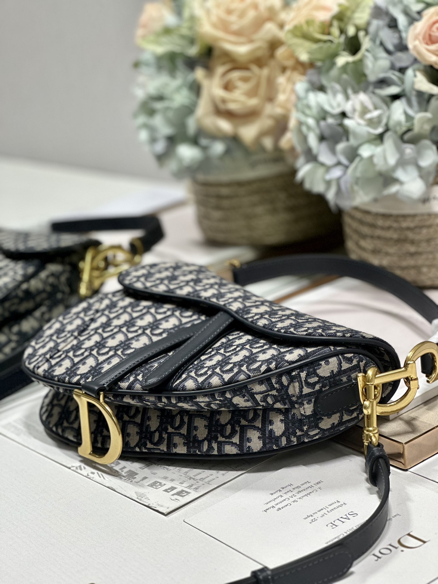Saddle Bag With Strap Blue Oblique Jacquard For Women 10in/25.5cm M0455CTZQ_M9281:1High-quality replica