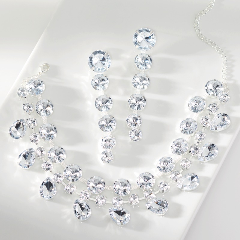 Round and Pear-Shaped Crystal Necklace & Earring Set - MIDNIGHT VELVET CATALOG