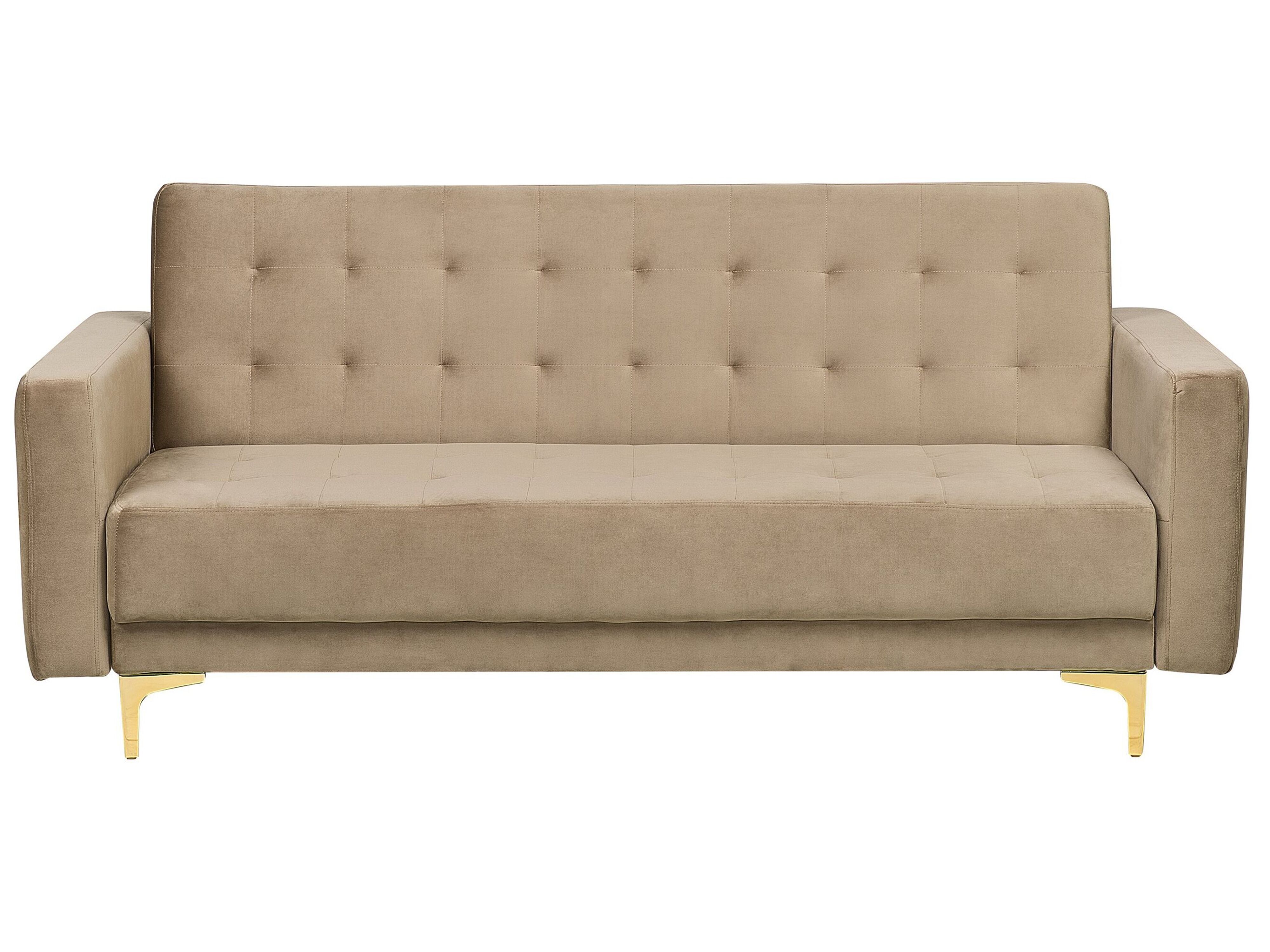 Sofa Bed 3 Seater ABERDEEN Velvet Sand Beige