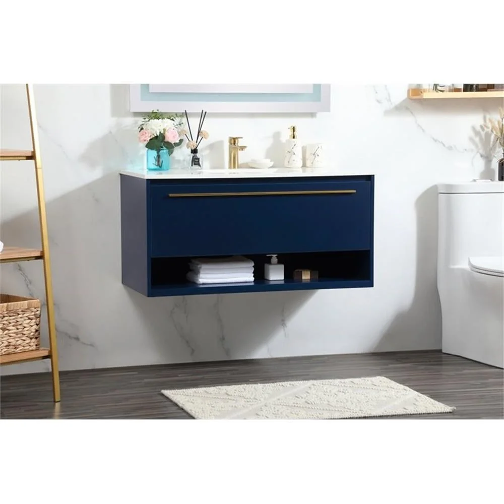 Elegant Kitchen and Bath 40 Inch Single Bathroom Vanity In Blue
