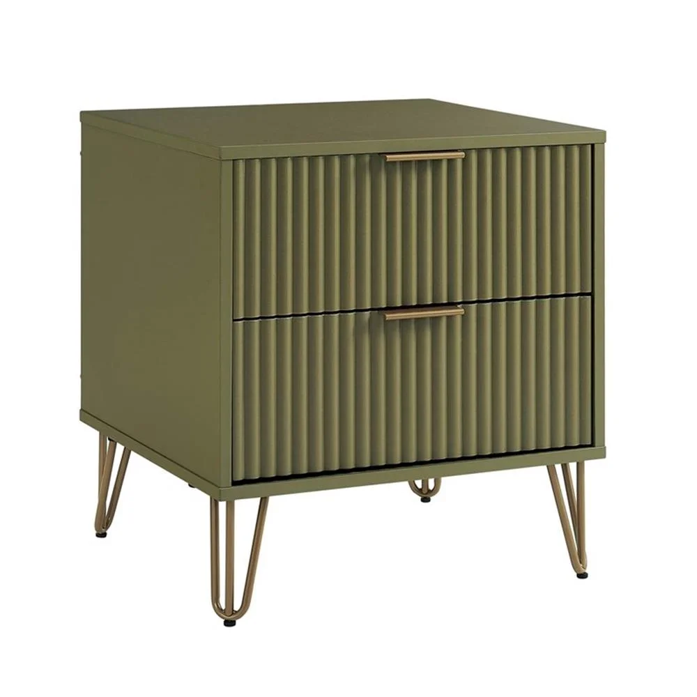 Pemberly Row Nightstand from Engineered Wood in Olive Green - Set of 2 - Image 8