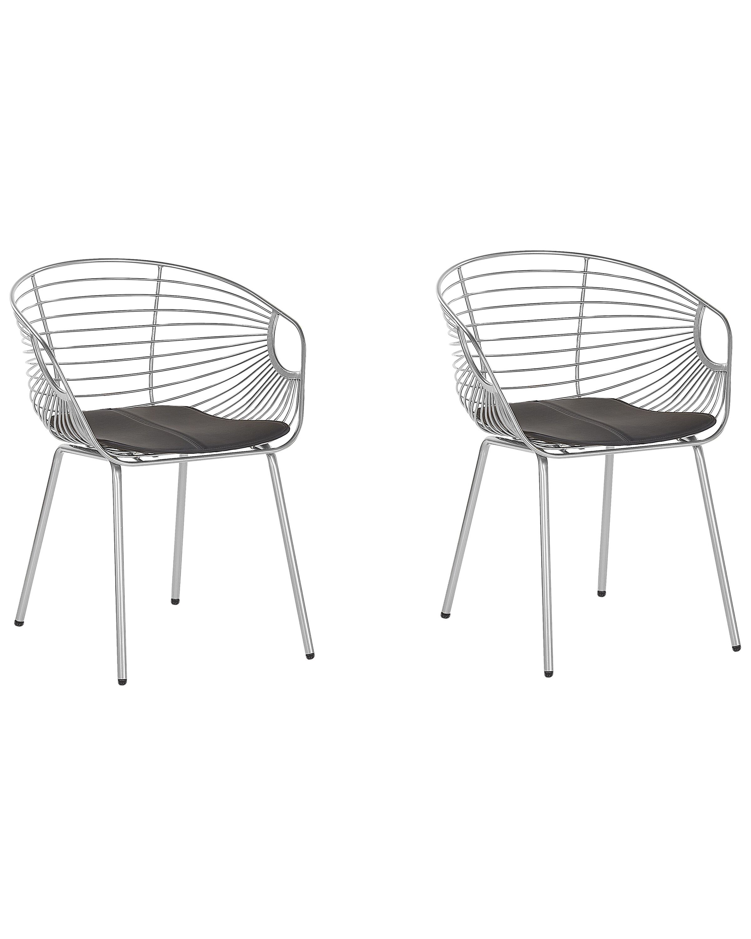 Set of 2 Dining Chairs HOBACK Metal Silver