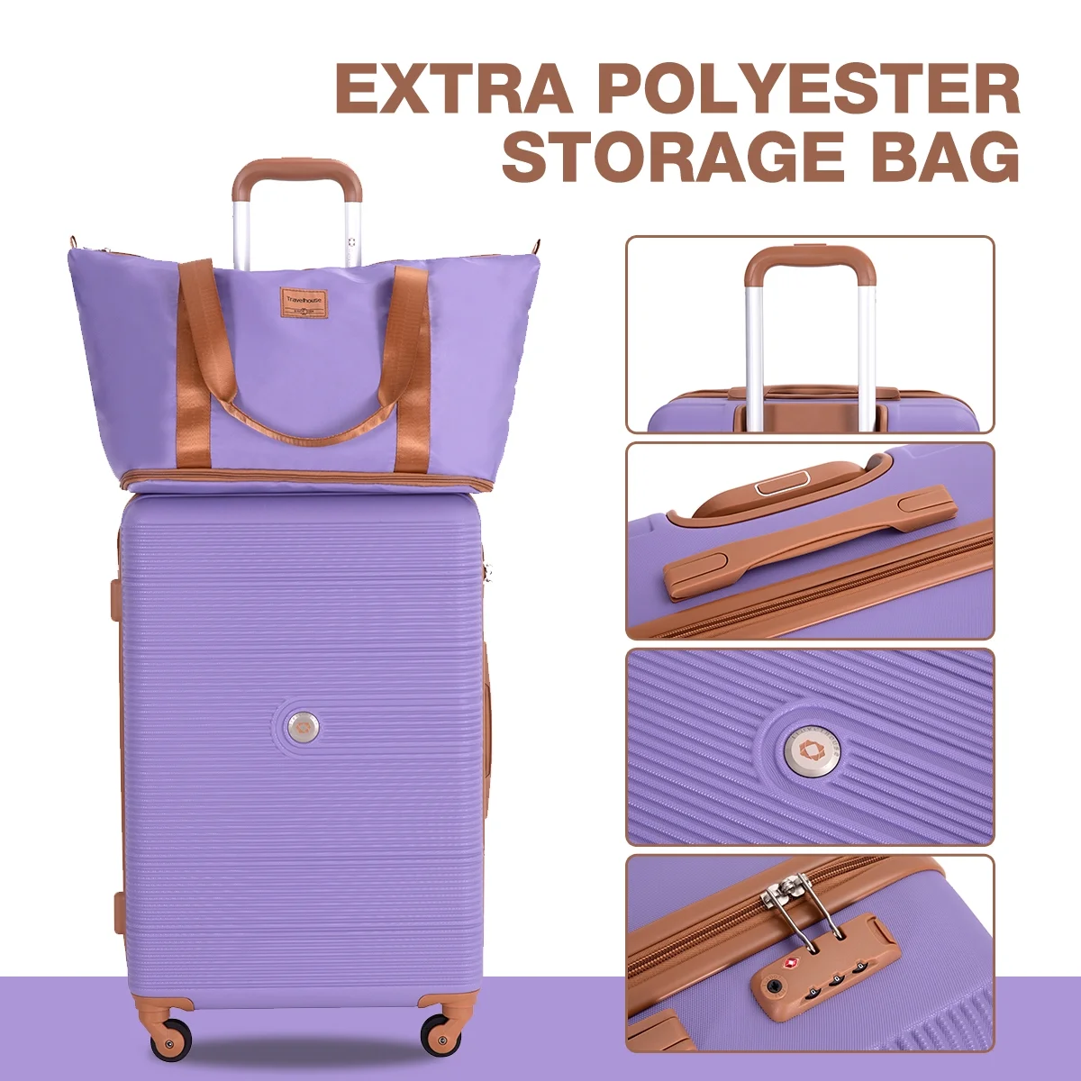 Travelhouse 6 Piece Hardshell Luggage Set Hardside Lightweight Suitcase with TSA Lock Spinner Wheels.(White) - Image 18