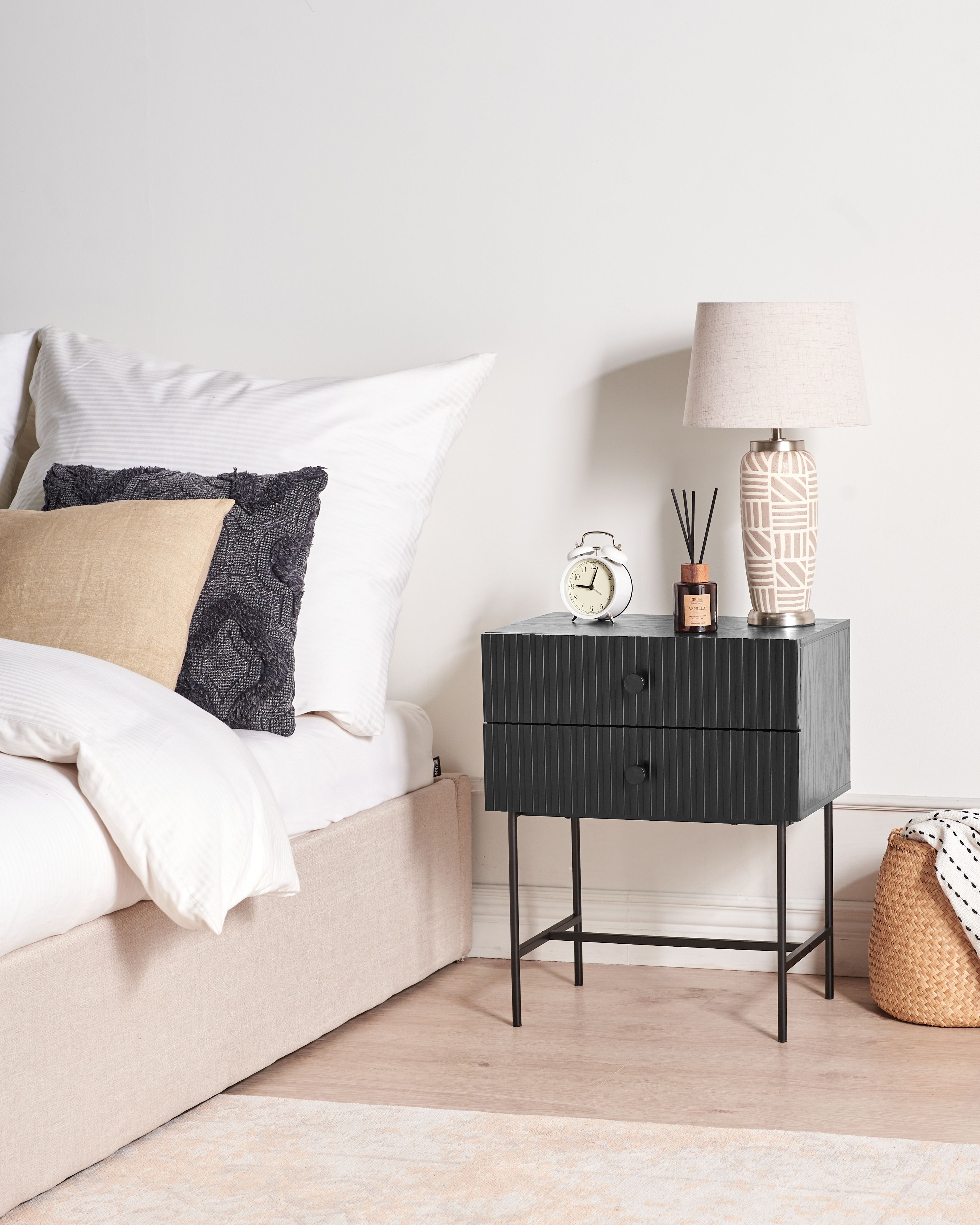 2 Drawer Bedside Table COVENTRY Black