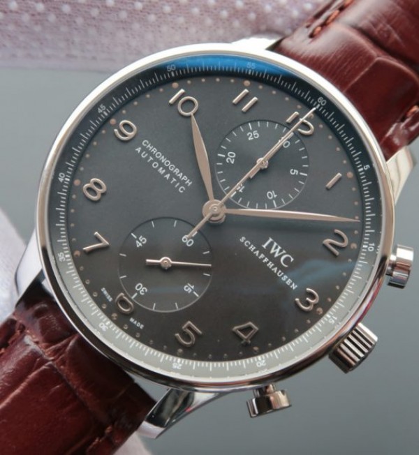Replica IWC ZF Portuguese Chrono IW371431 Brown Leather Strap - Elite Watch Atelier
