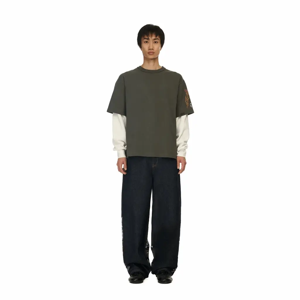 "yakuza" layered Longsleeve khaki