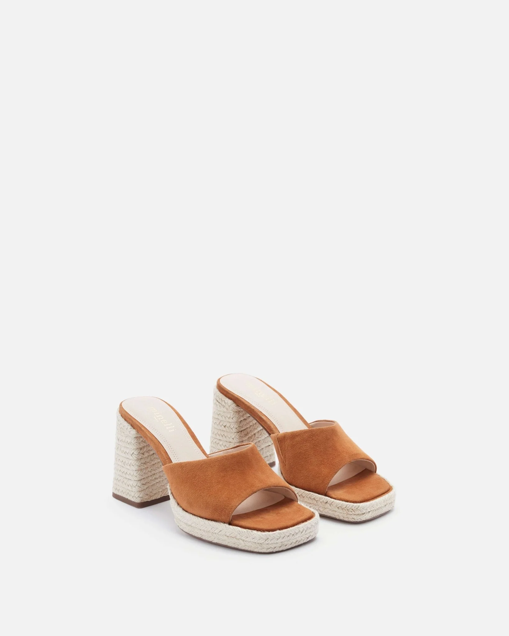 MULES JACIL/VEL - En corde et cuir velours cognac