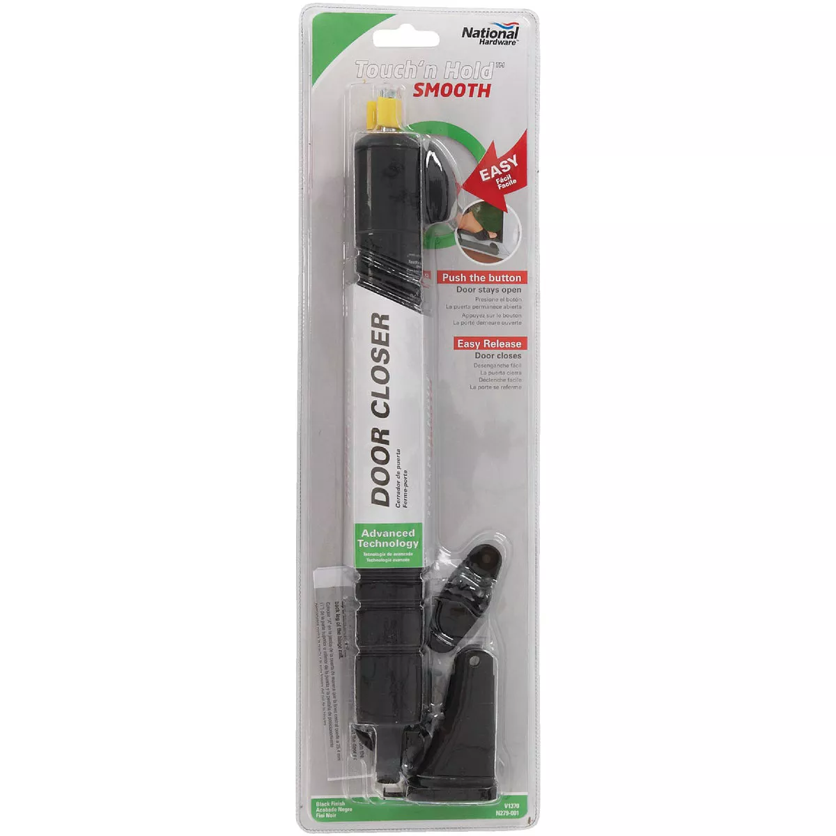 National Hardware Black Touch'N Hold Smooth Screen Door Closer