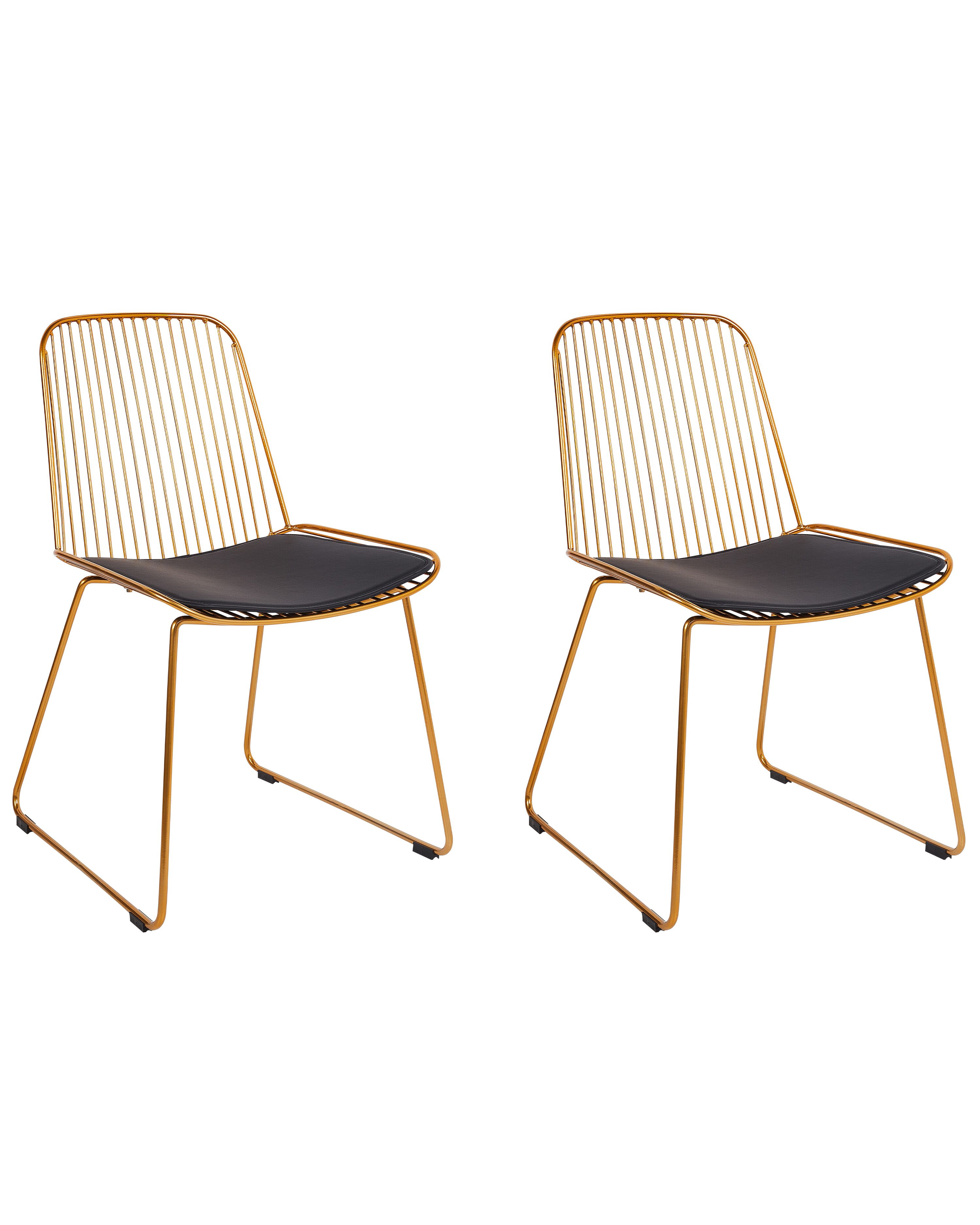 Set of 2 Dining Chairs PENSACOLA Metal Gold