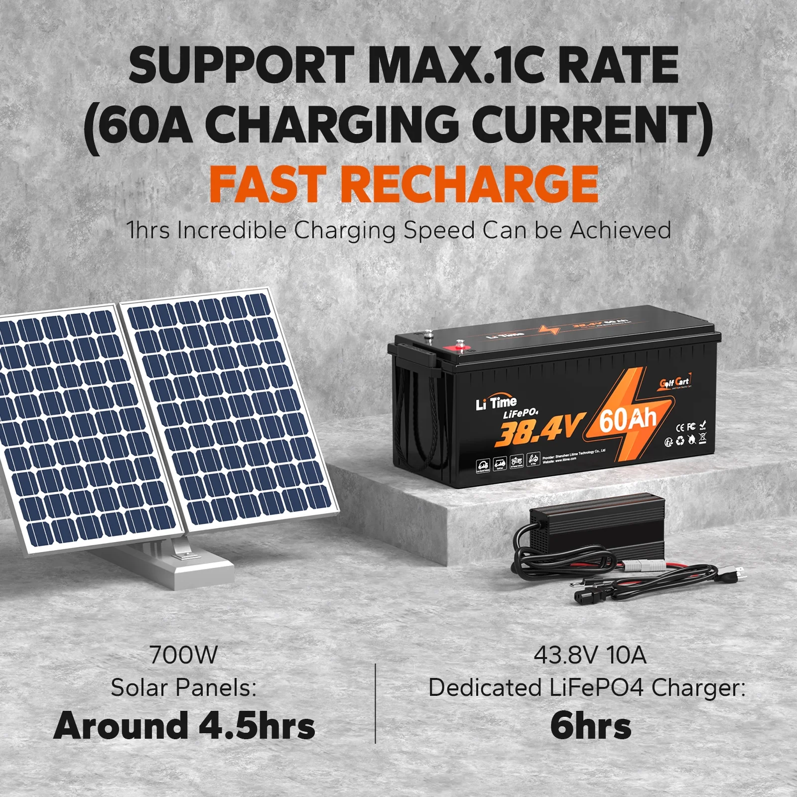 LiTime 36V 60Ah Golf Carts LiFePO4 Battery 120A BMS 2304Wh Energy Max. Power 4.6kW Support up to 3kW Motor - Image 8