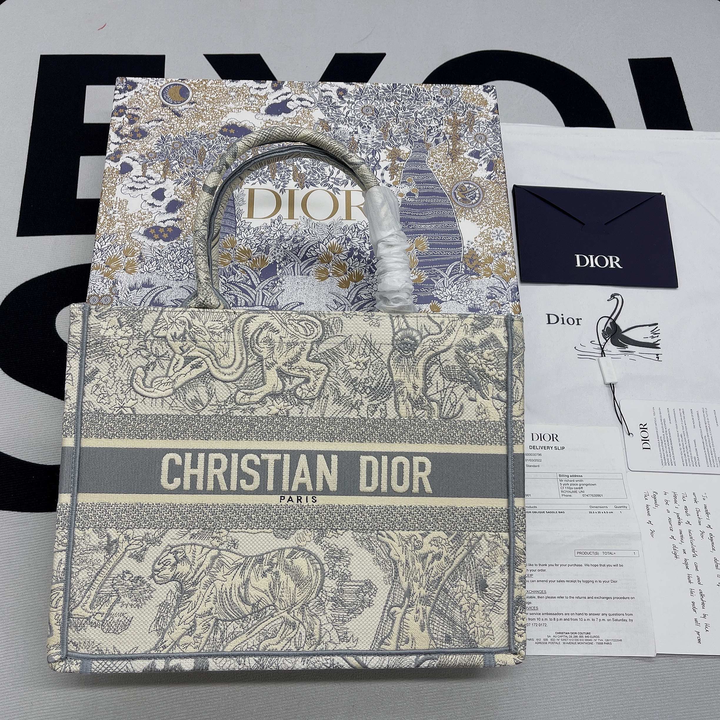 Christian Dior Medium Dior Book Tote Gray, For Women, Women’s Handbags 14in/36cm CD M1296ZTDT_M9321:1High-quality replica