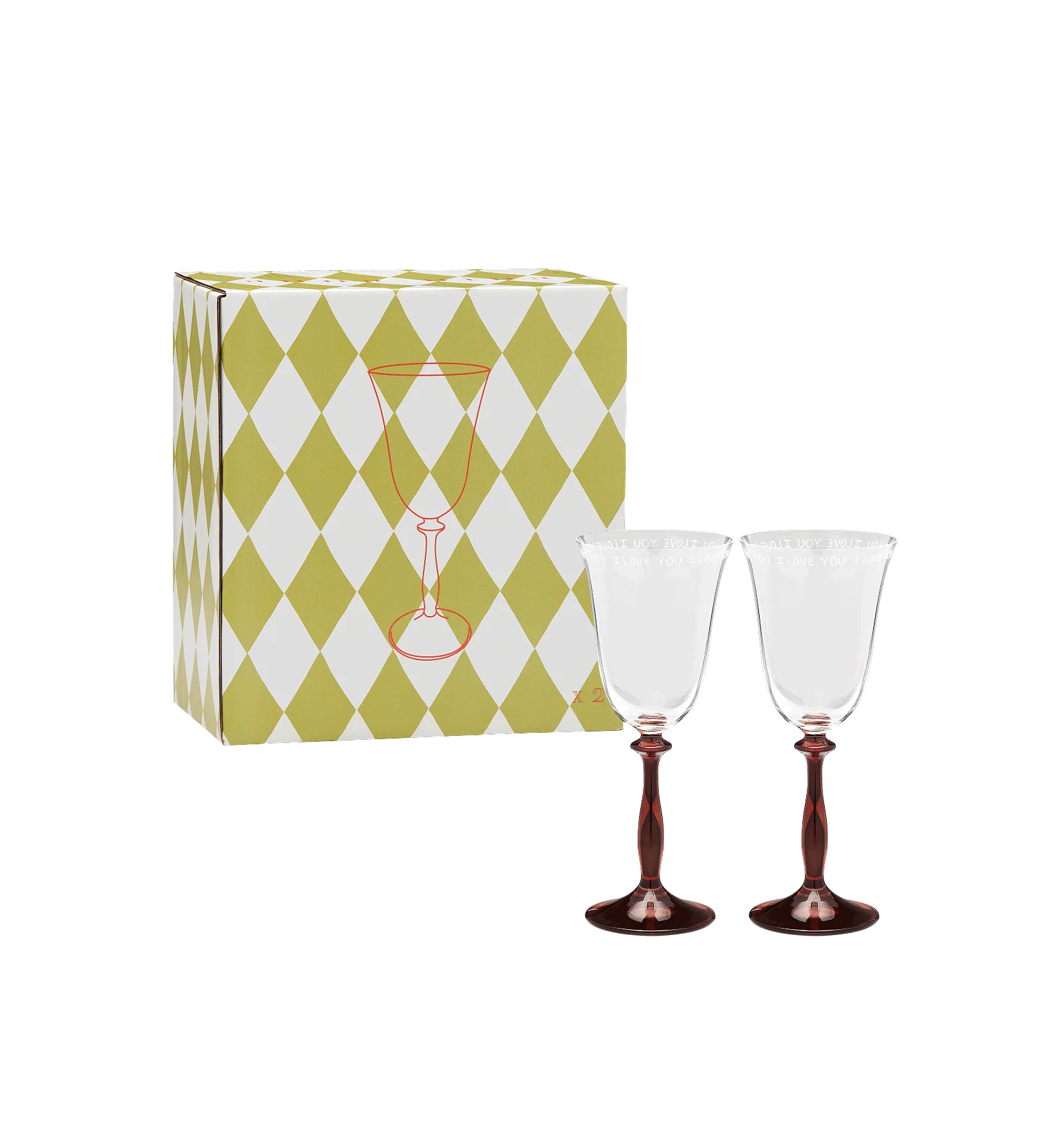I Love You Wine Glass Set of 2