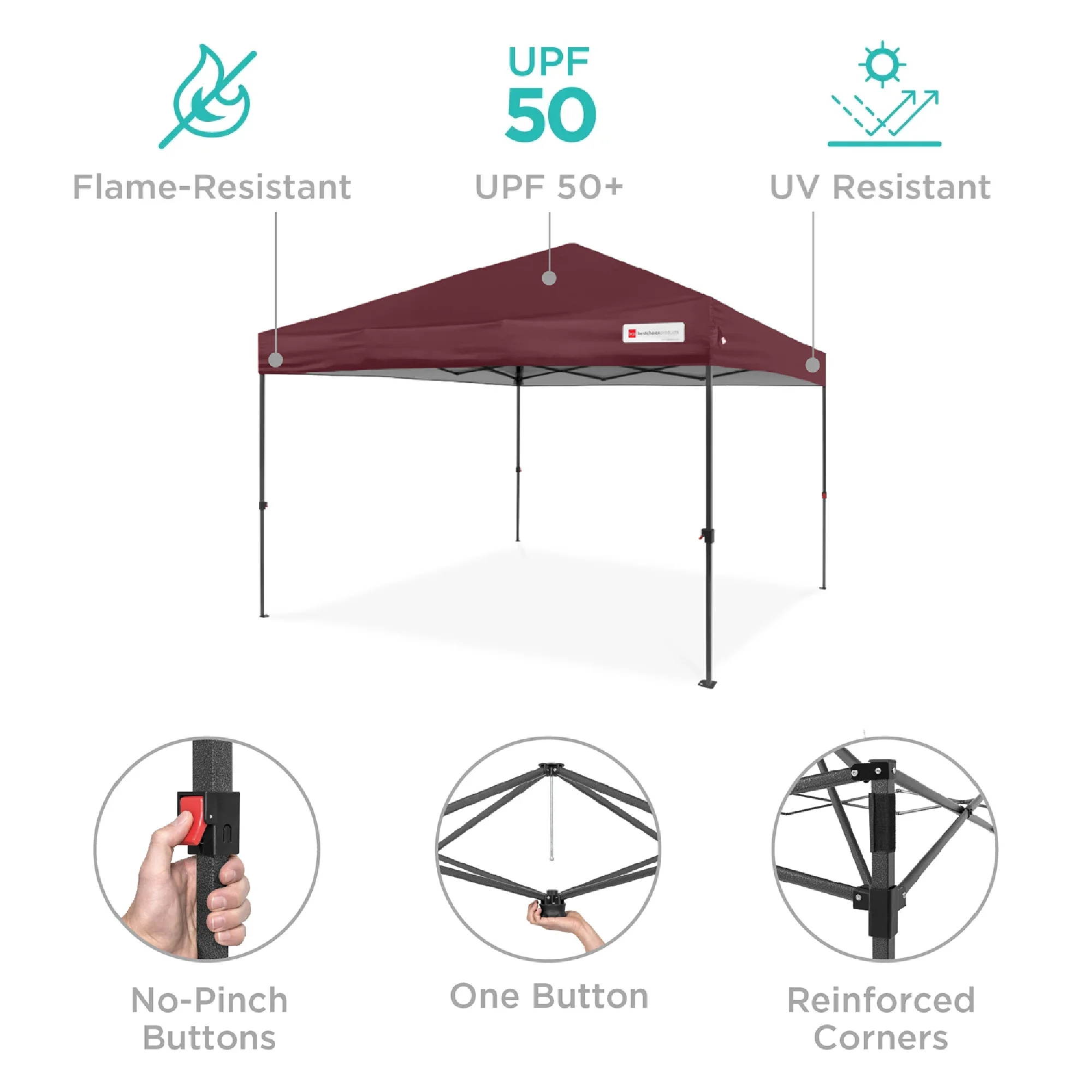Best Choice Products 10x10ft Easy Setup Pop Up Canopy w/ 1-Button Setup, Wheeled Case, 4 Weight Bags - White - Image 59