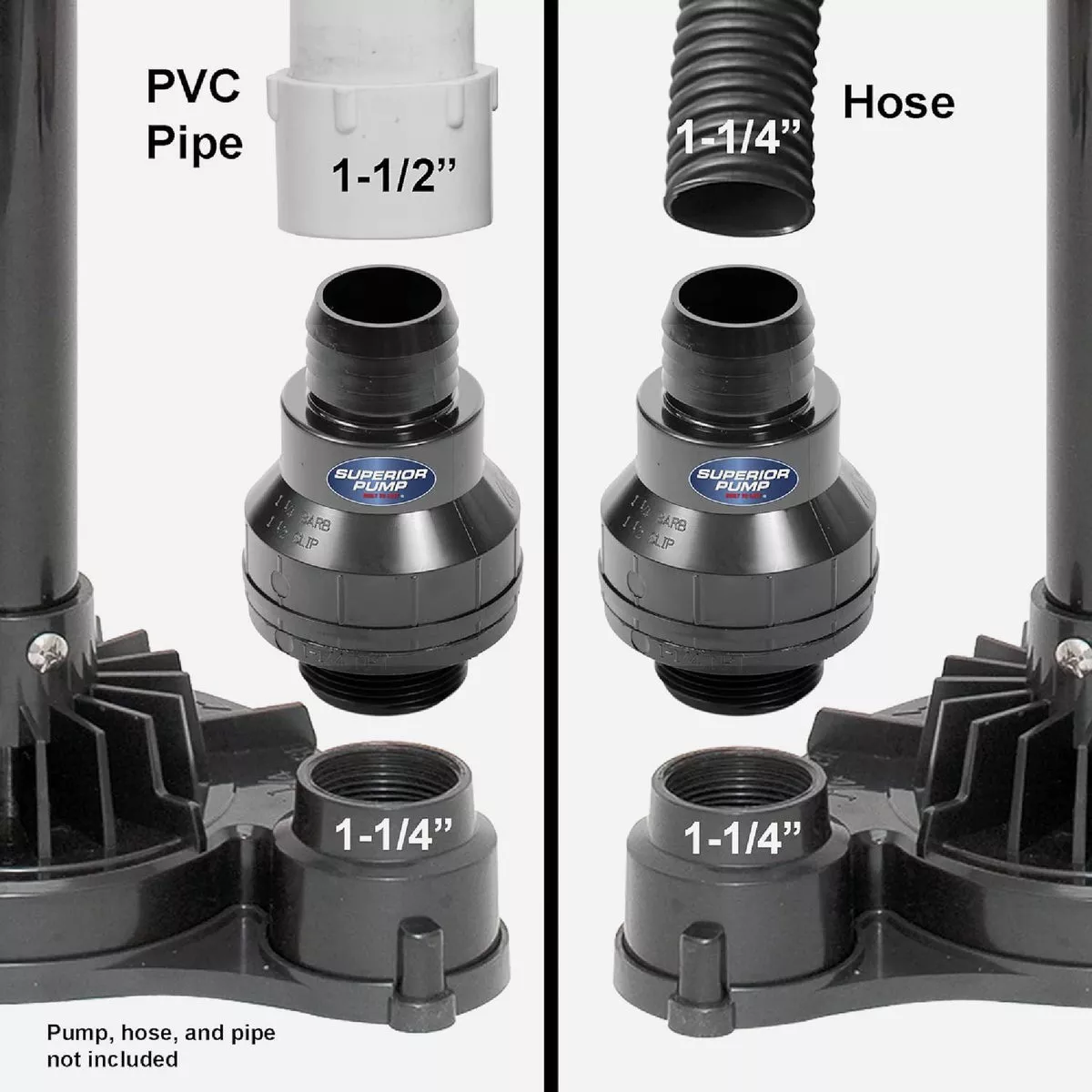 Superior Pump 1-1/4 In. MPT x 1-1/4 In. Barb or 1-1/2 In. Slip ABS Check Valve