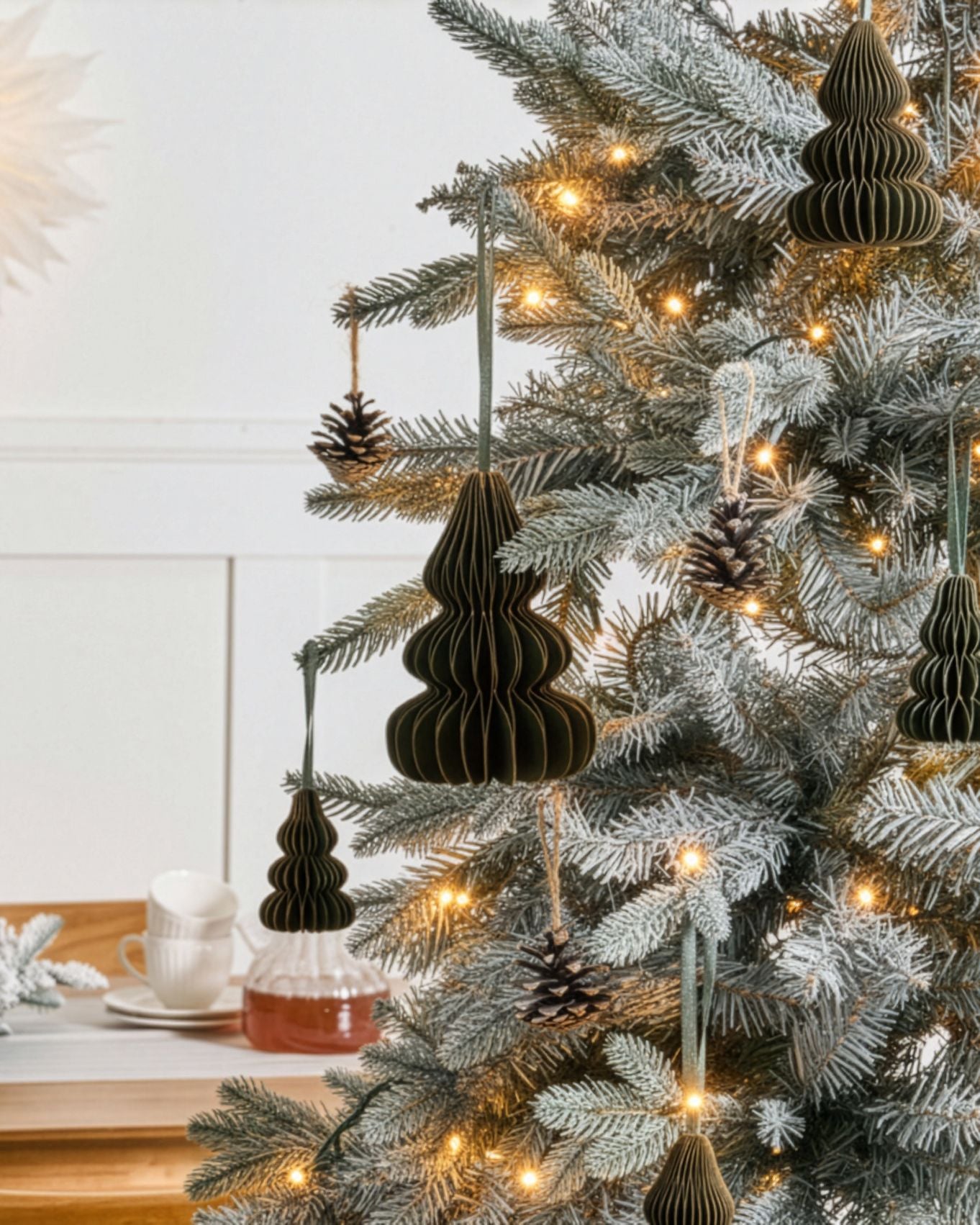 Set of 19 Christmas Tree Ornaments ORKLA Paper Green