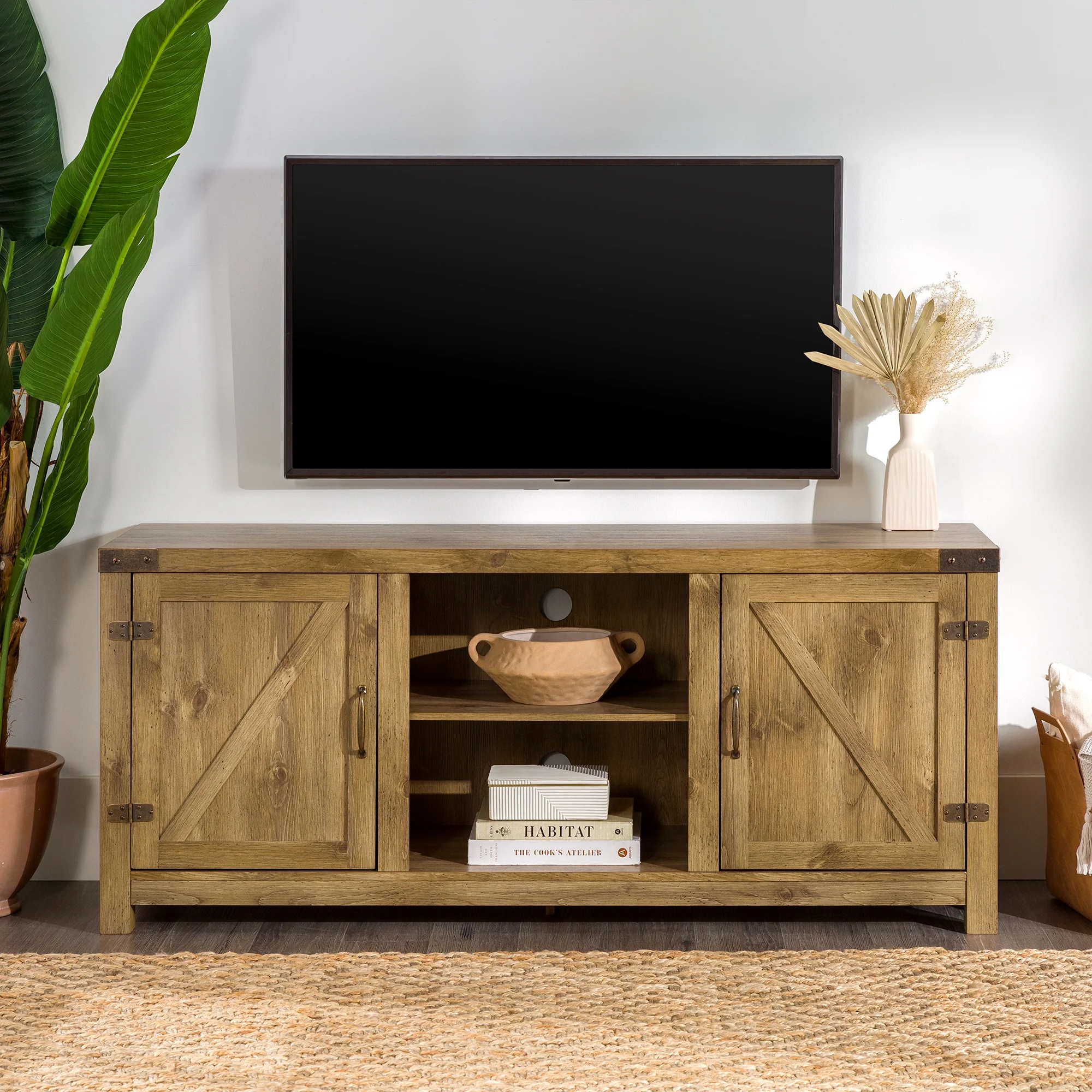 Walker Edison Modern Farmhouse Barn Door TV Stand for TVs up to 65", Grey Wash - Image 44