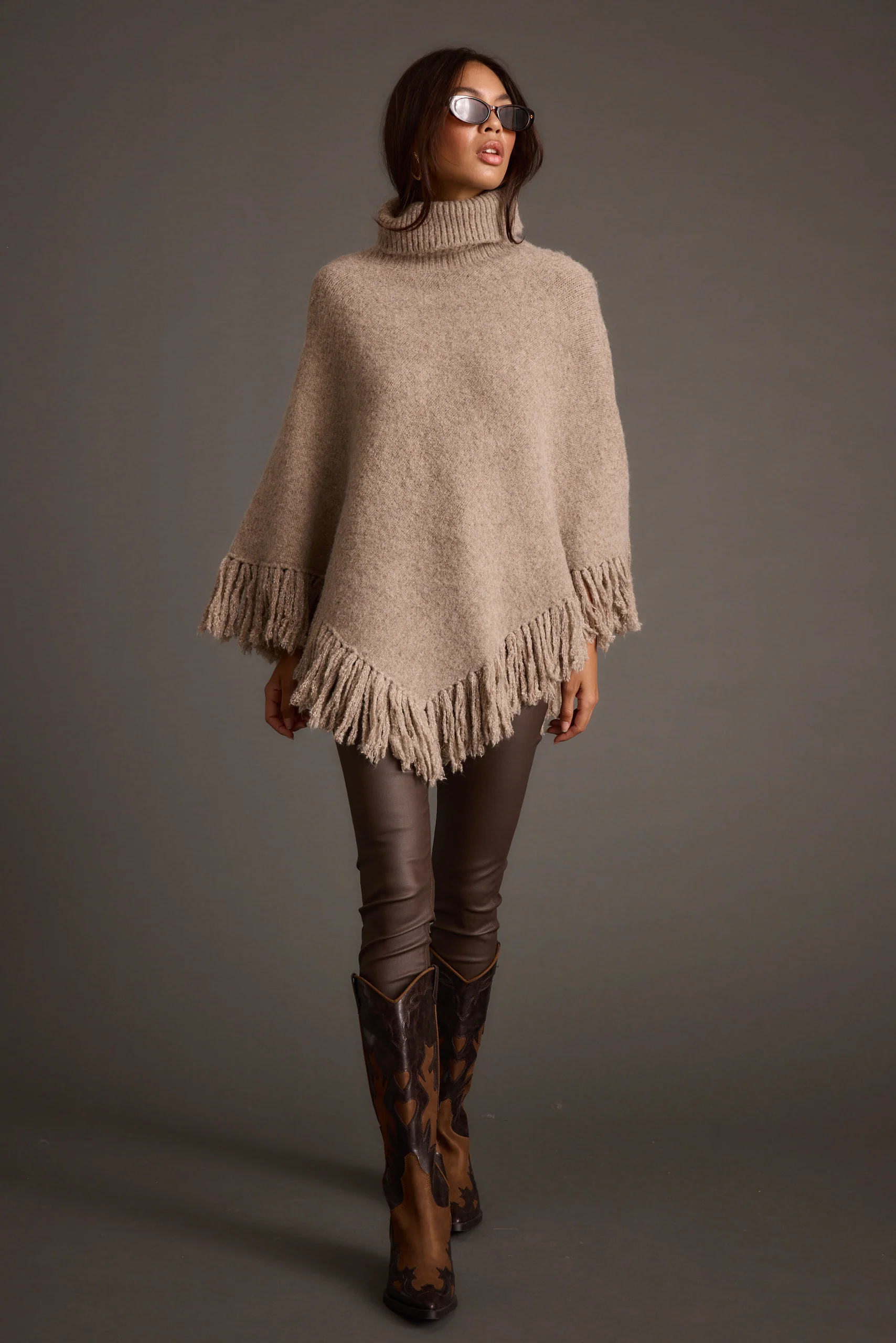 Tabitha Dark Taupe Poncho
