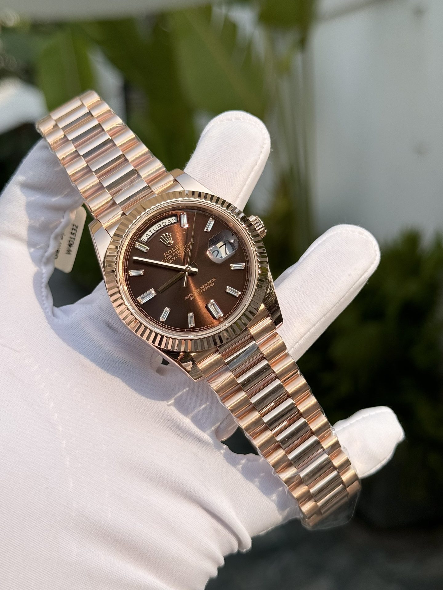 Rolex Replica Watch Day-Date 228235 Gold Wrapped Chocolate Dial GM Factory 40mm - Elite Watch Atelier