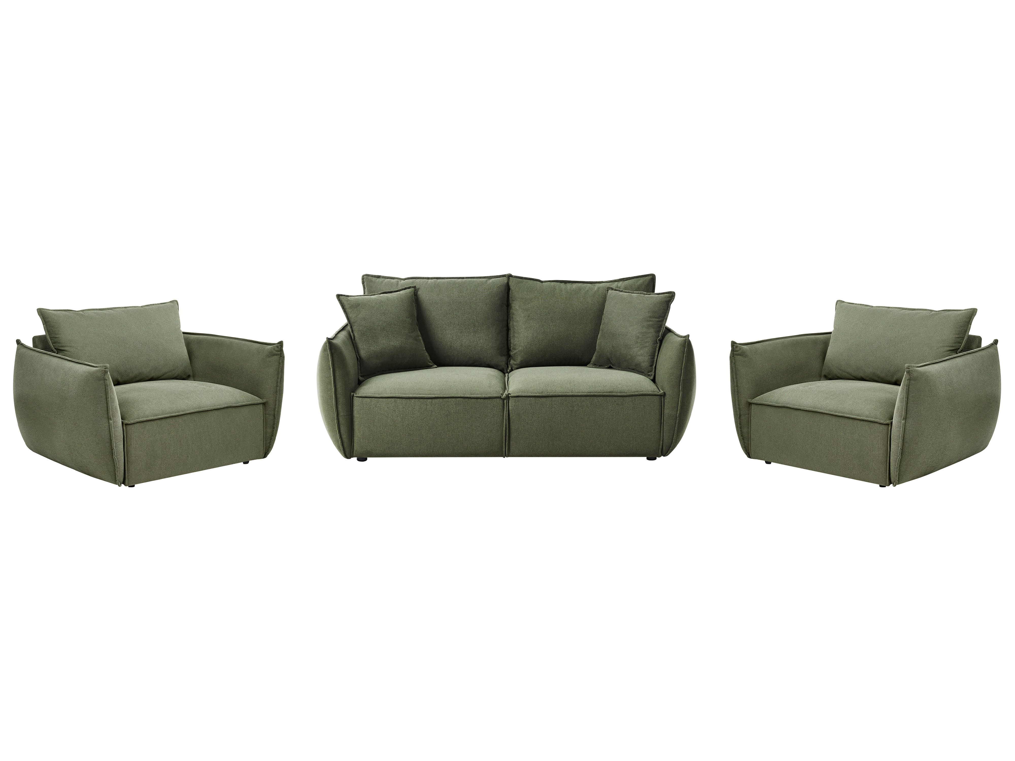 Living Room Set 5 Seater KUNES Fabric Green