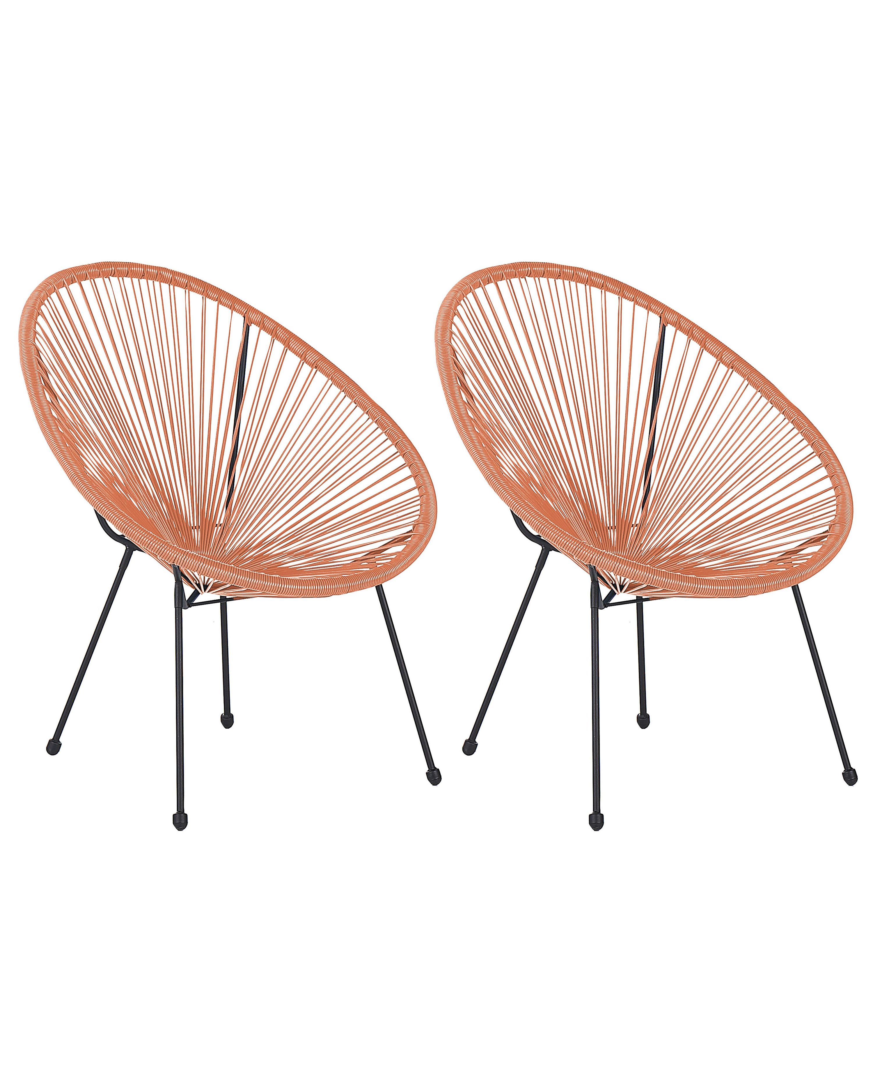 Set of 2 Garden Chairs ACAPULCO II PE Rattan Orange